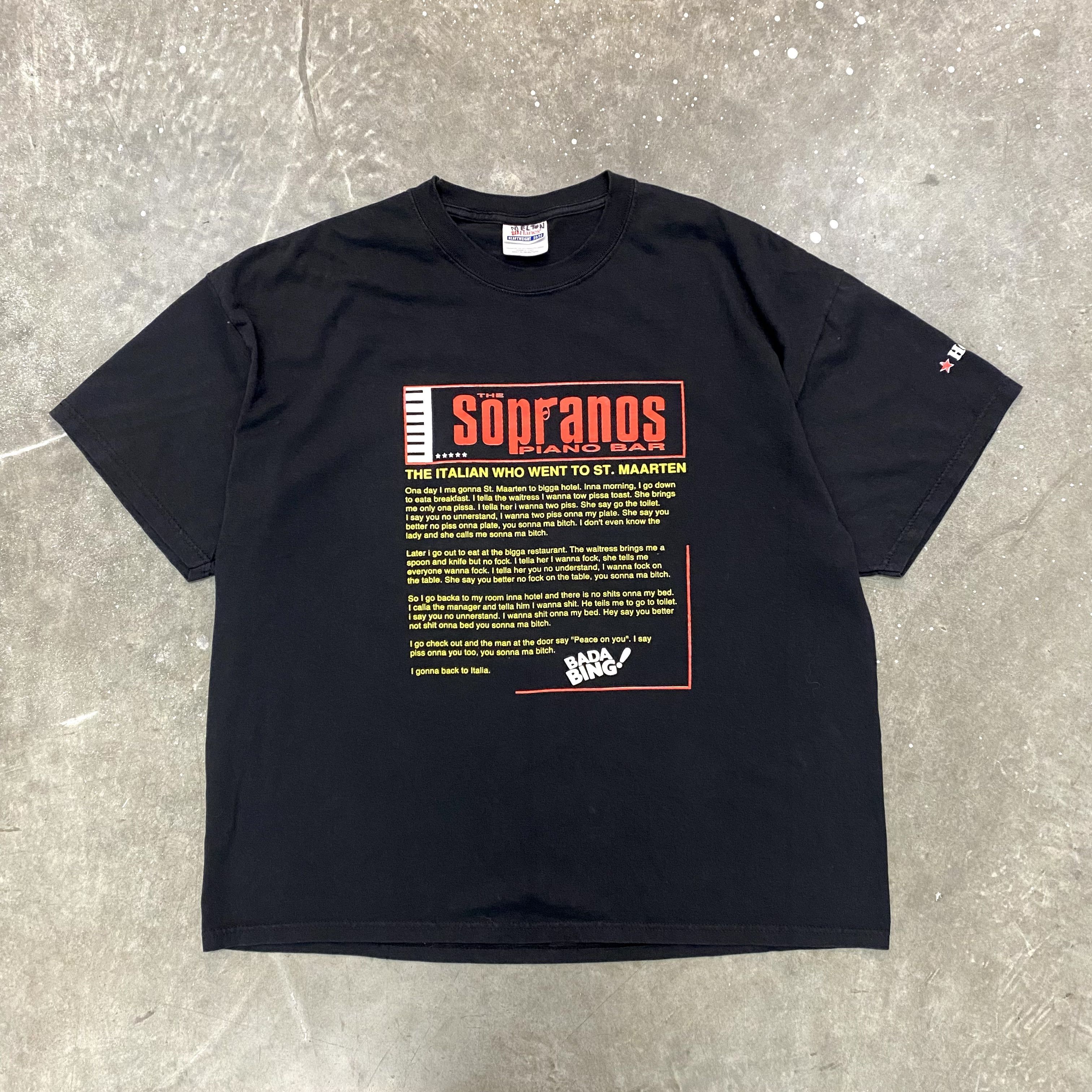 image of Made In USA x Movie VTG 00S Y2K Sopranos Bada Bing Bar T Shirt Promo in Black, Men's (Size XL)