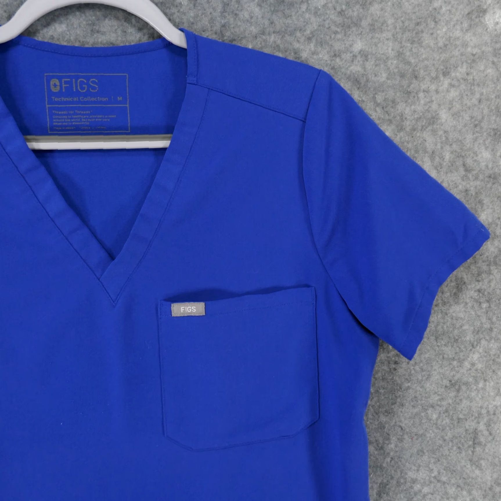 Vintage Figs Scrub Top Womens Medium Short Sleeve Blue w Pockets Size M / US 6-8 / IT 42-44 - 6 Thumbnail