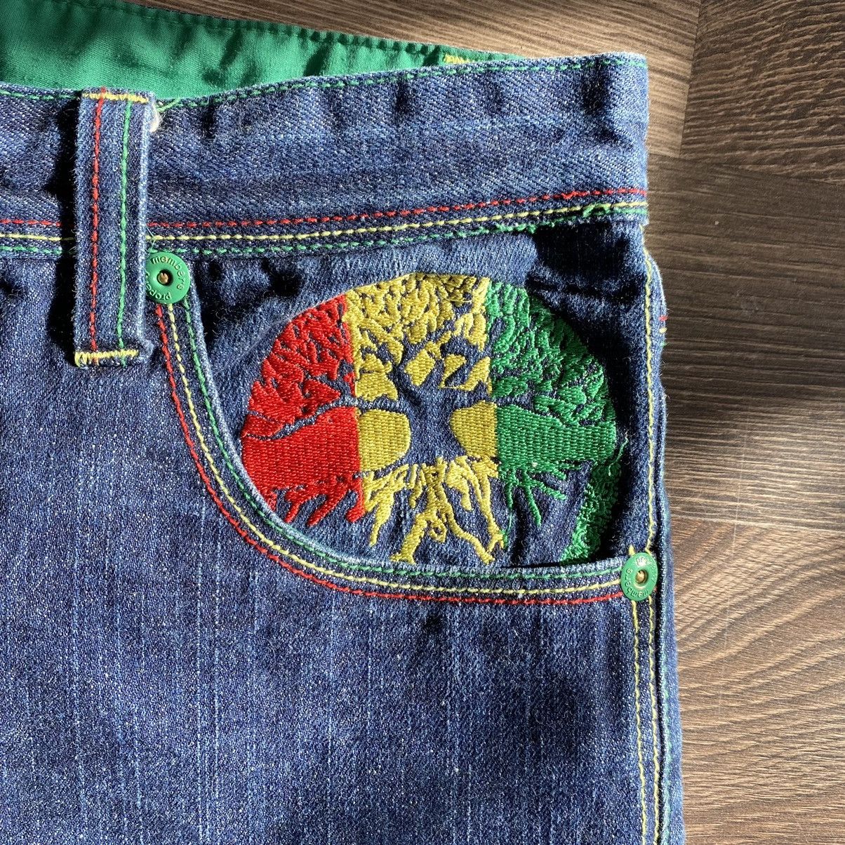 Japanese Brand × Vintage Vintage y2k embroidered denim pants Size US 33 - 13 Thumbnail