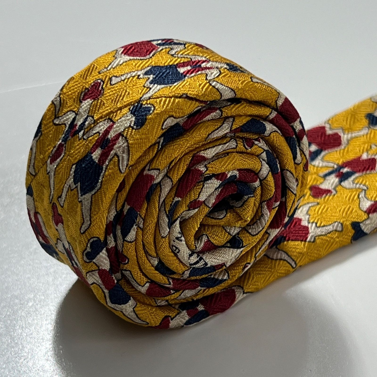 Valentino Valentino Cravatte Men Tie Gold Blue Red Silk Woven Necktie Size ONE SIZE - 8 Thumbnail