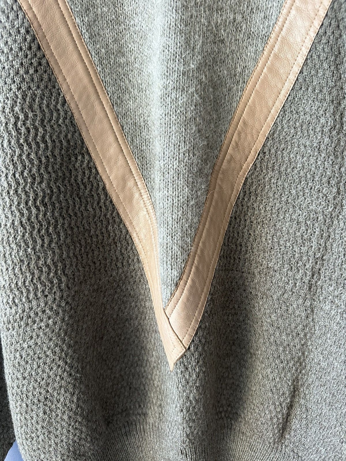 Vintage Vintage Wool Mohair Alpaca Leather Sweater Italian Jumper Size US XXL / EU 58 / 5 - 4 Thumbnail