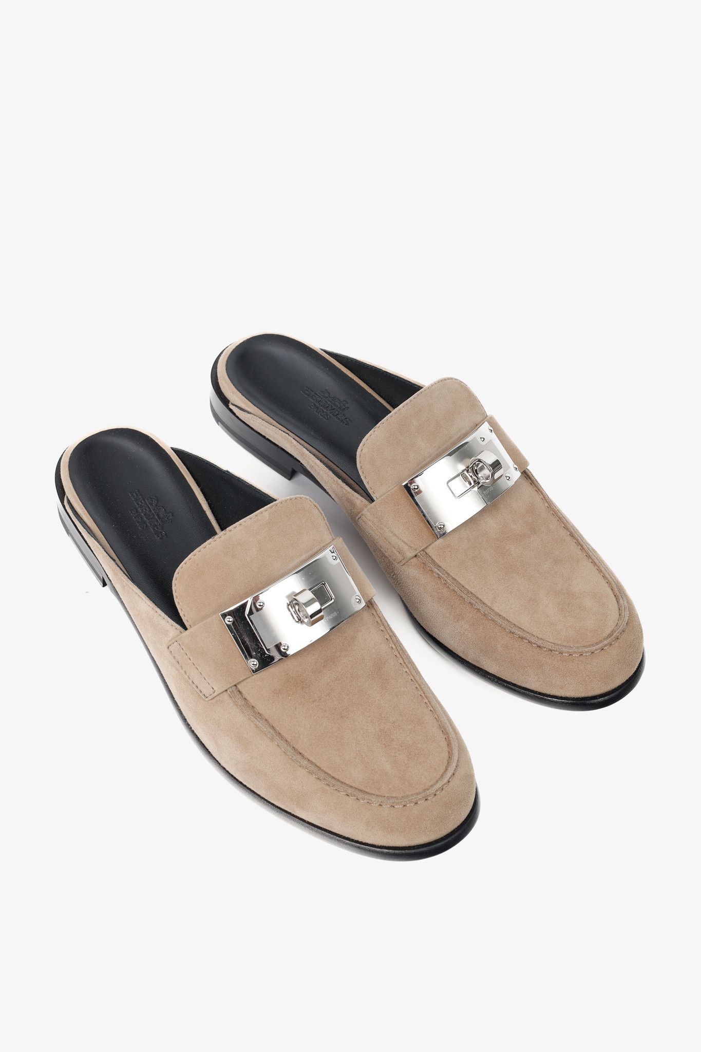 Hermes Hermes Lota Beige Sable Suede Kelly-Buckle Mules Size US 9 / IT 39 - 1 Thumbnail