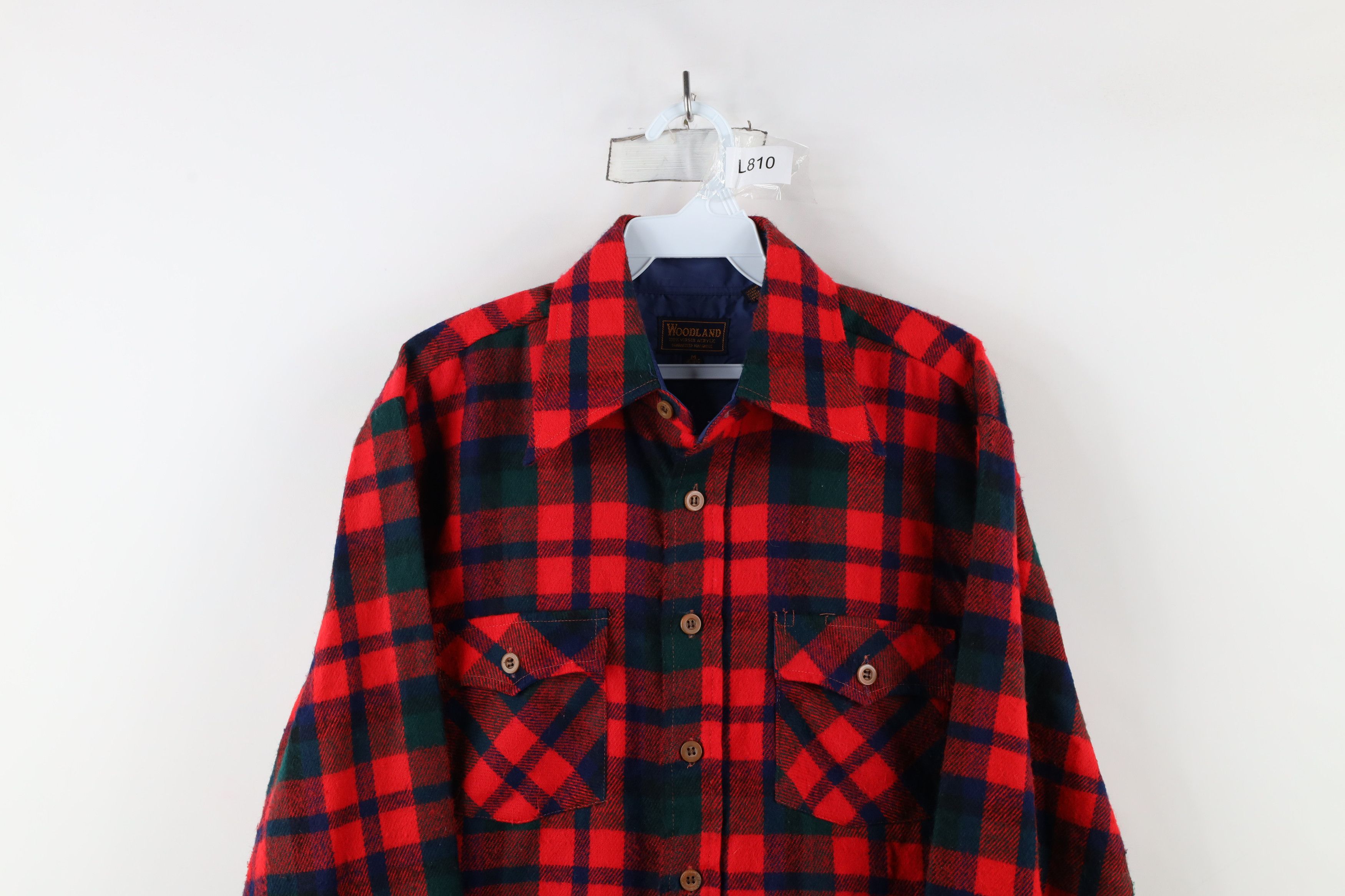 Vintage Vintage 70s Streetwear Knit Collared Button Shirt Plaid Size US M / EU 48-50 / 2 - 2 Thumbnail