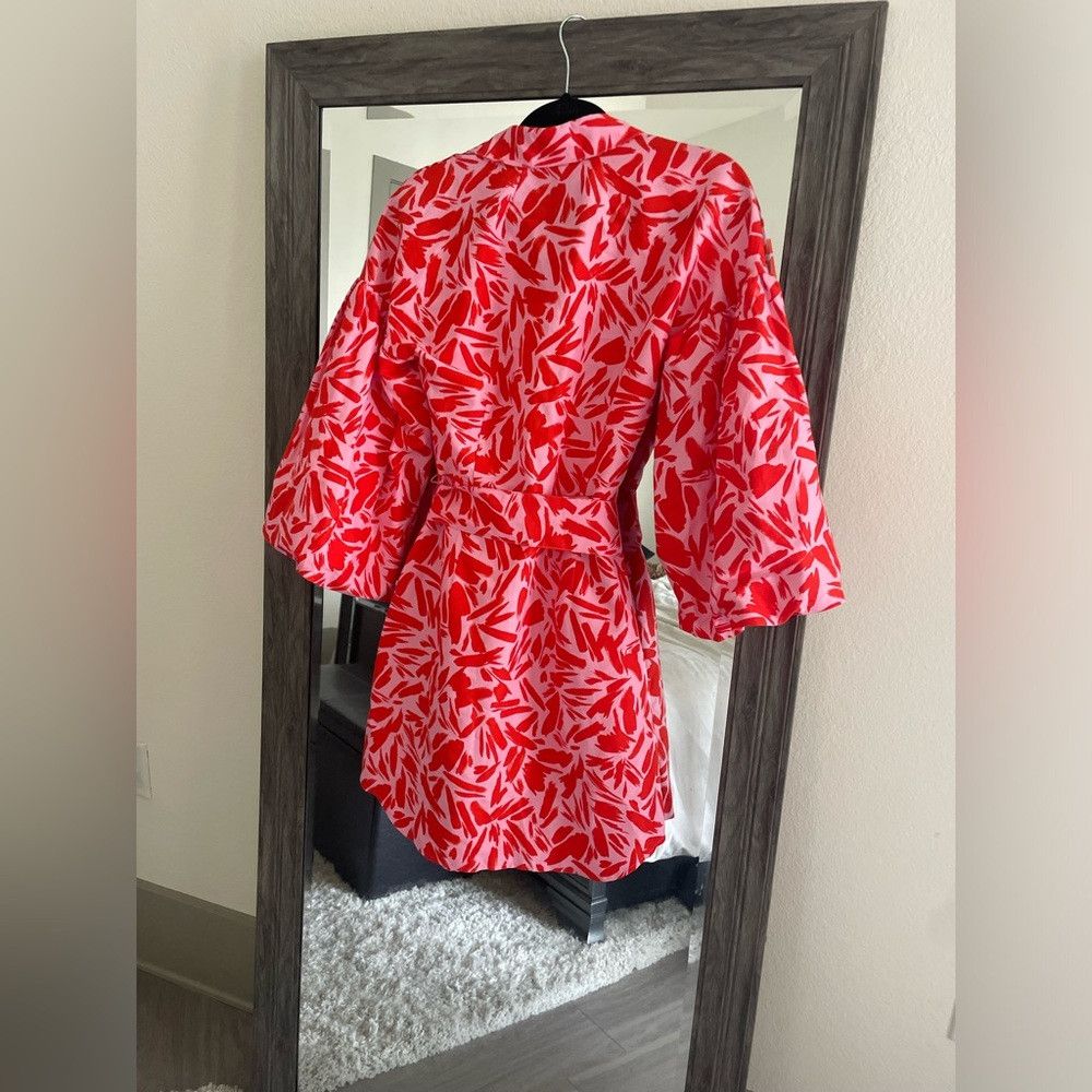Veronica Beard Veronica Beard red and pink puff sleeve button dress Size XS / US 0-2 / IT 36-38 - 4 Thumbnail