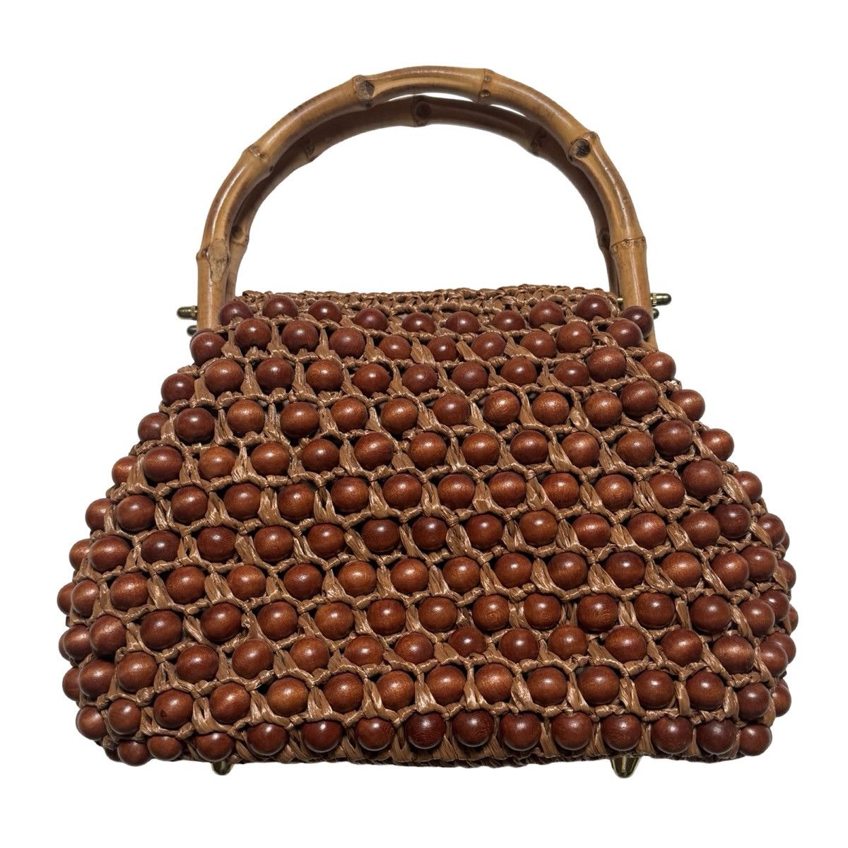 Vintage Vintage Jana 1960s Wooden Beaded Clutch Purse Bag Brown Size ONE SIZE - 1 Thumbnail