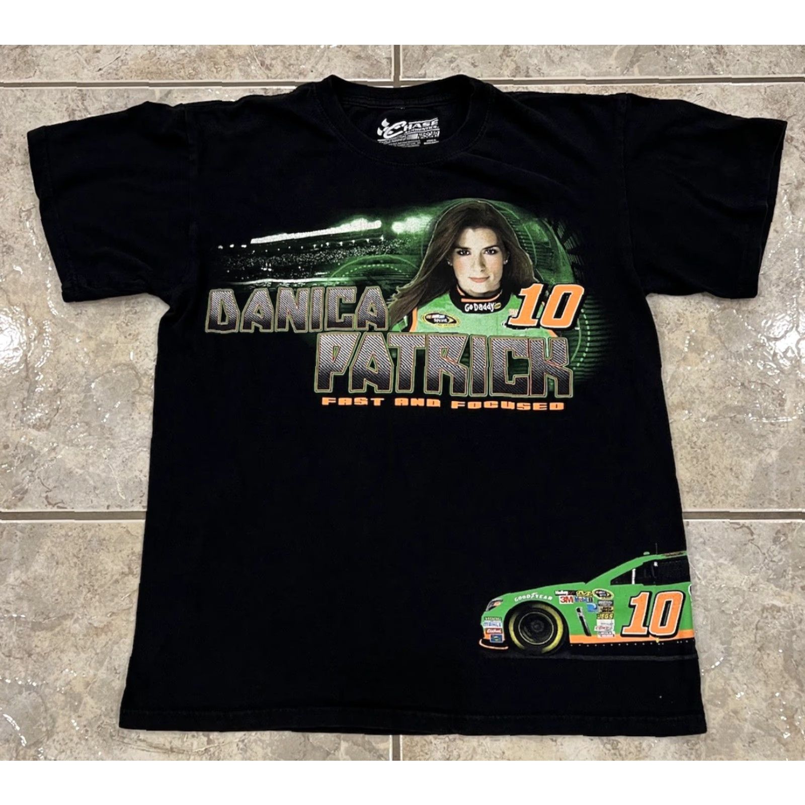 Chase Authentics Chase Authentics Chase Danica Patrick #10 Indy Car Series NASCAR T-Shirt Black Adult Medium Crew Neck Short Sleeve Cotton Logo Cars Size US M / EU 48-50 / 2 - 2 Thumbnail