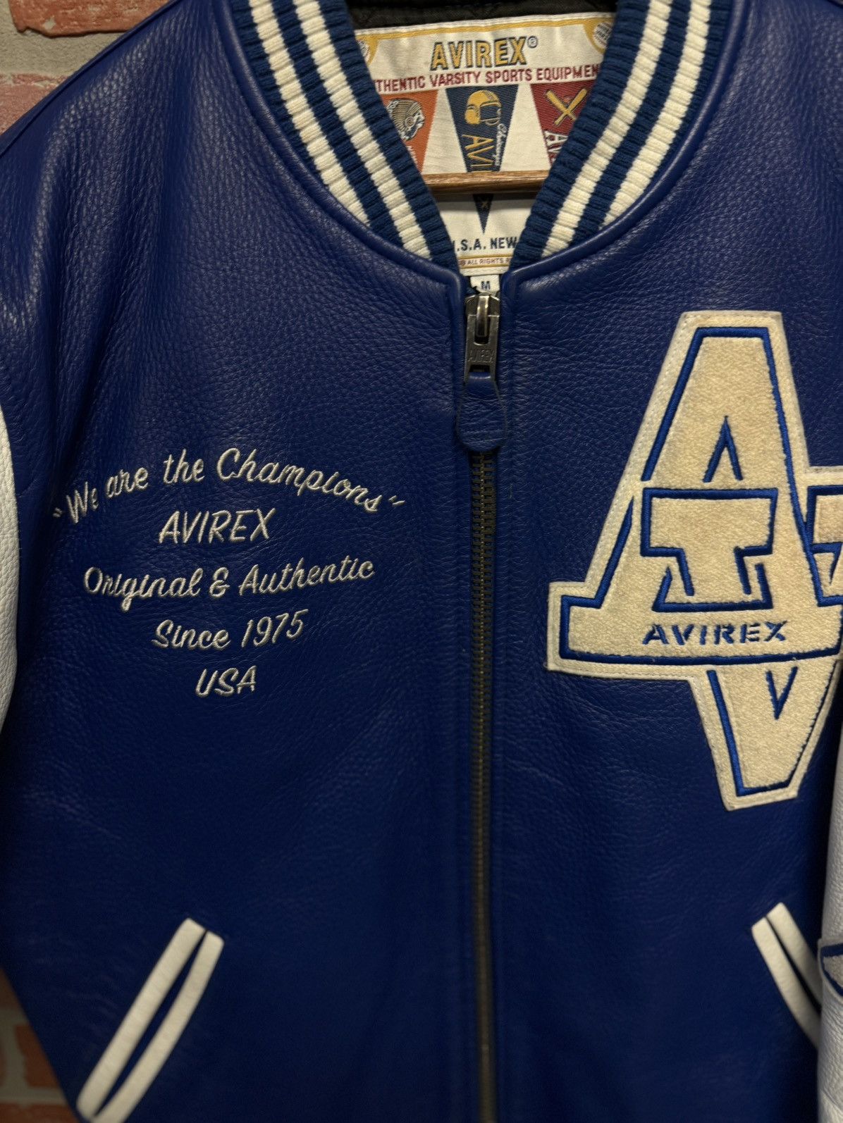 Avirex Avirex Blue White Leather Jacket Size Medium 🧼 Size US M / EU 48-50 / 2 - 10 Thumbnail