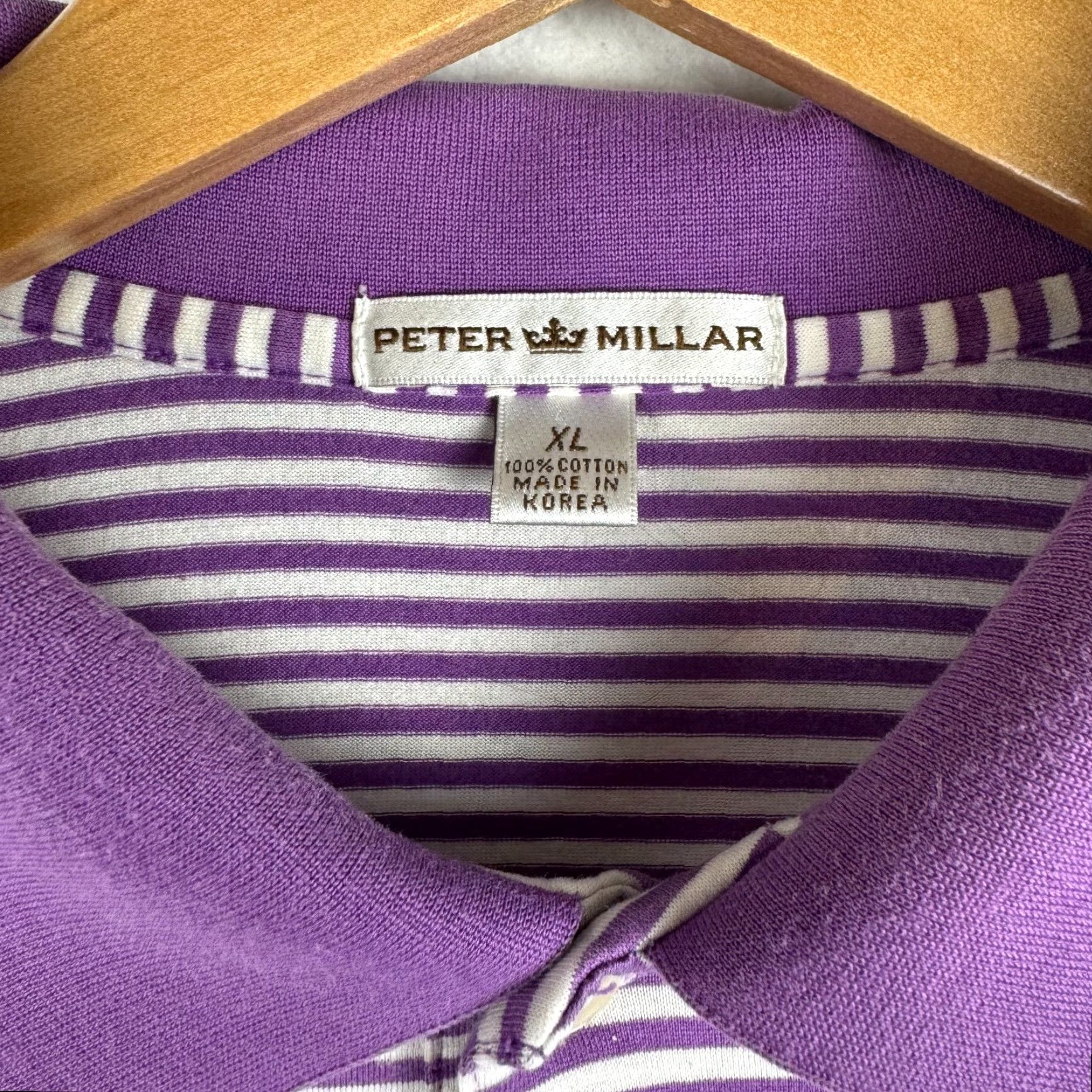 Peter Millar Peter Millar Polo Shirt Men XL Purple Stripe Texas Flag Embroidered Short Sleeve Polo Size US XL / EU 56 / 4 - 3 Thumbnail