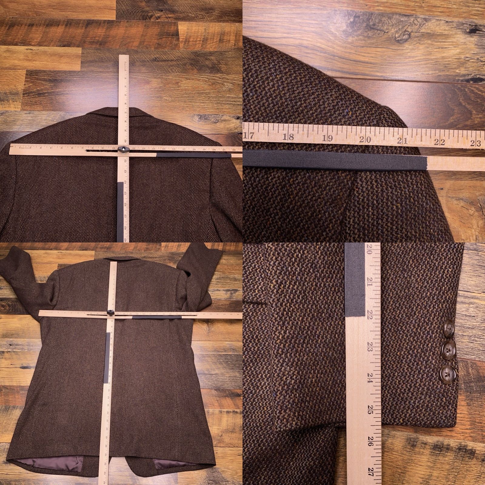 Vintage Steve Petix Blazer Sport Coat 44 Long Brown Wool Tweed Notch Lapel Men Dress Coat Size 44R - 9 Thumbnail