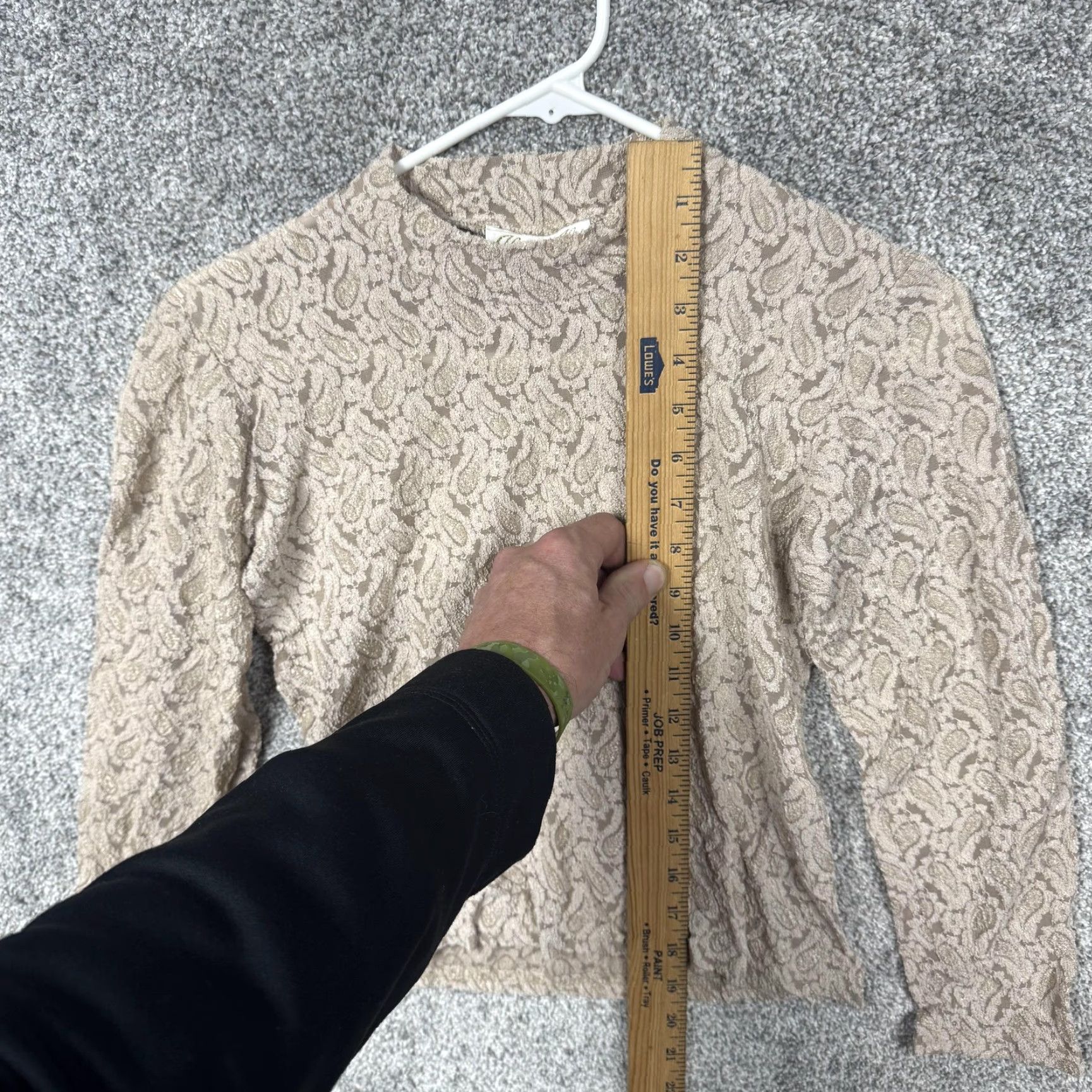 Vintage VINTAGE glu-glu Blouse Women M Beige Paisley Lace Crew Neck Long Sleeve Size M / US 6-8 / IT 42-44 - 2 Thumbnail