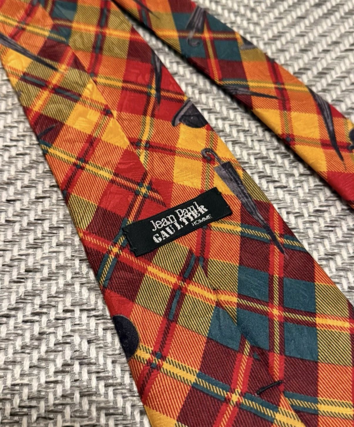 Jean Paul Gaultier Jean Paul Gaultier Plaid Figure & Umbrella Handle Tie K24 Size ONE SIZE - 6 Thumbnail