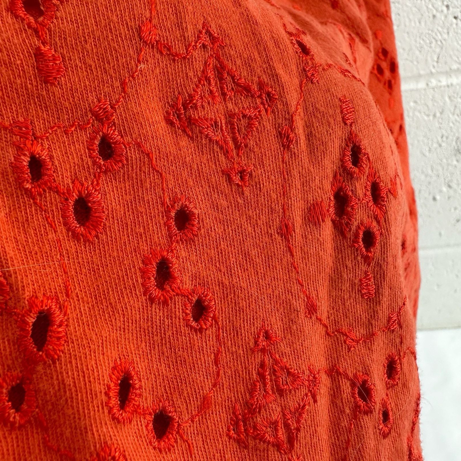 Free People Free People Dream Date Red Orange Cutaway Eyelet Tank Top S Size S / US 4 / IT 40 - 4 Thumbnail