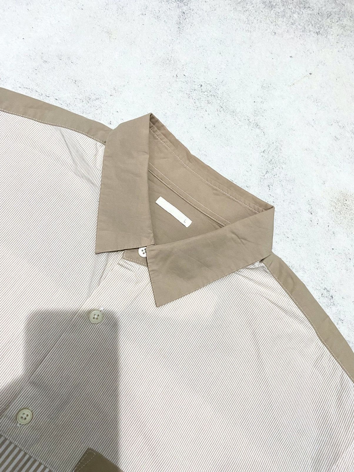 GU × Japanese Brand GU Mix Stripe Brown Shirt Button Size US L / EU 52-54 / 3 - 6 Thumbnail