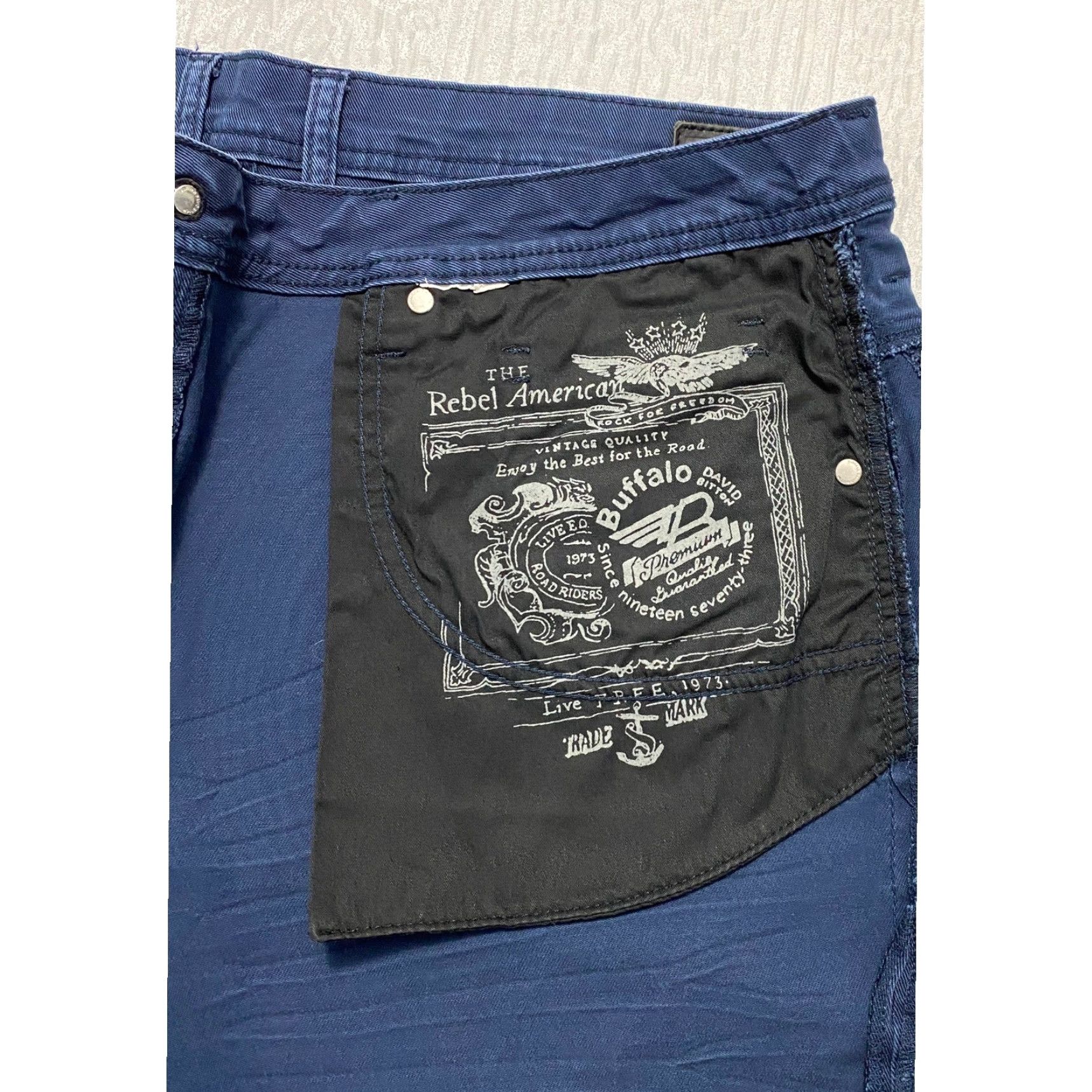 Buffalo David Bitton VINTAGE Buffalo David Bitton Six X Jeans Men 38x34 Navy Blue Straight Stretch Pants Belt? Size US 38 / EU 54 - 2 Thumbnail