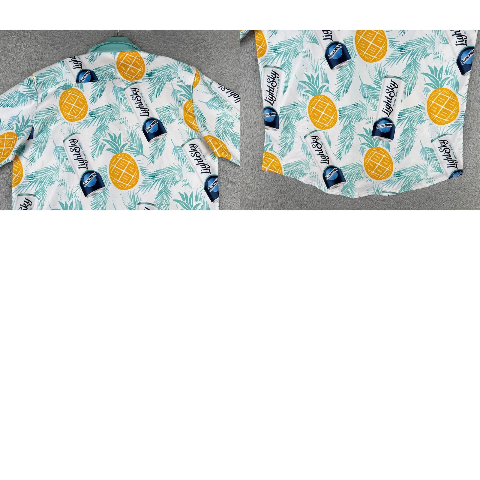 Vintage FPS Apparel Blue Moon LightSky Hawaiian AOP Floral Short Sleeve Button-Up Shirt Men L Blue Pineapple Summer Vacation Beach 40 in Chest Womens? Mens Size US L / EU 52-54 / 3 - 9 Thumbnail