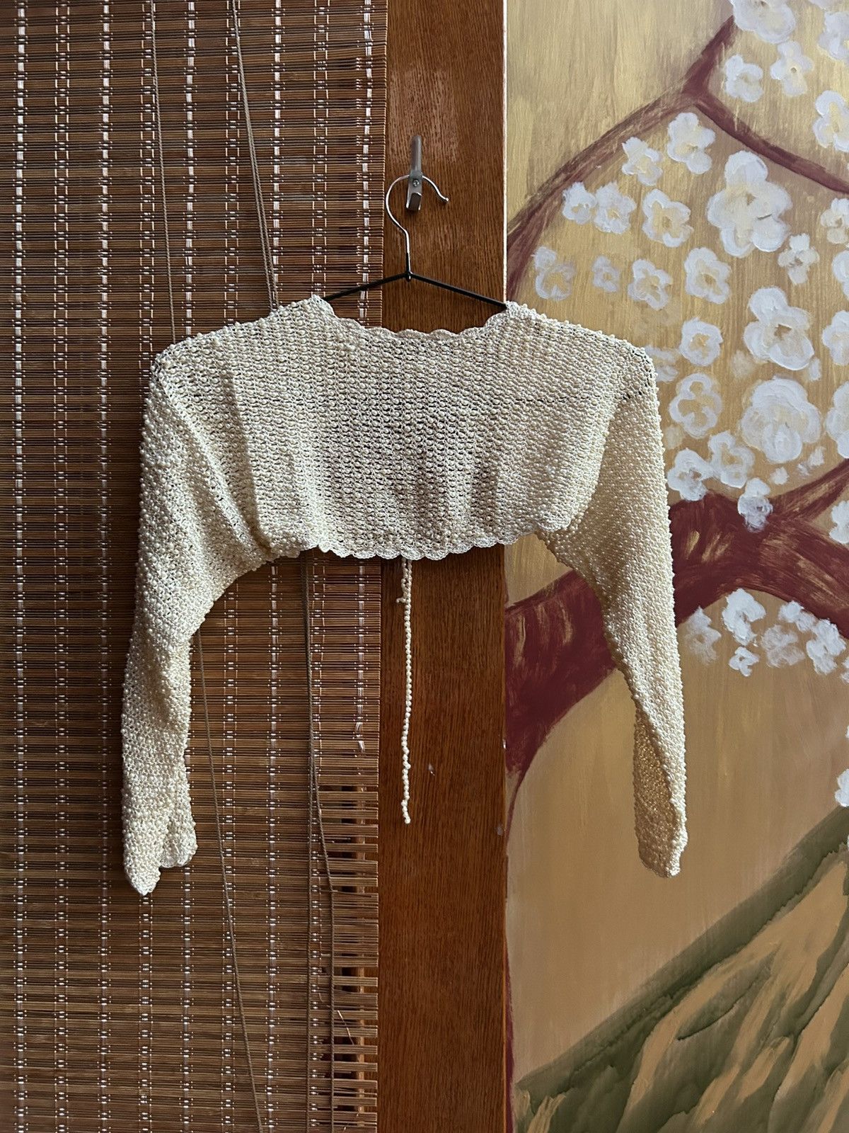Morgan De Toi Y2K Morgan De Toi Crochet Beaded Bolero Shrug Tie Front Size ONE SIZE - 2 Thumbnail