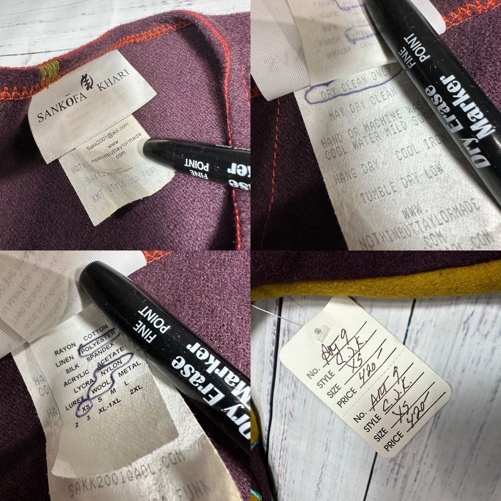Vintage VINTAGE Sankofa Khari Womens Cardigan XS Mustard/Purple Oversized Flaw: Hole in back bottom Size XS / US 0-2 / IT 36-38 - 8 Thumbnail