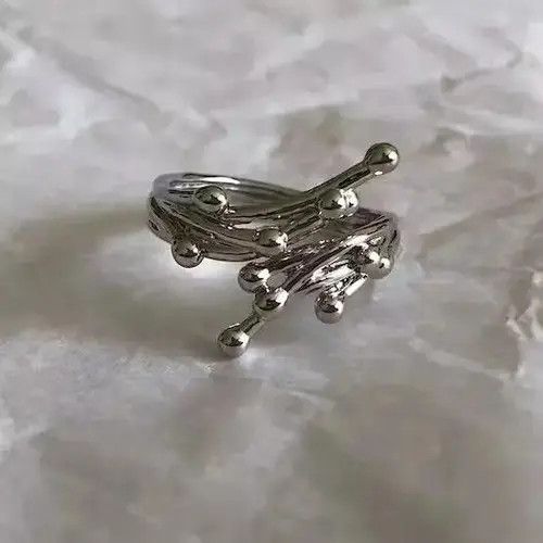 VIBE Abstract Ring Tentacle Silver Modern Punk Art Psychedelic Size ONE SIZE - 4 Thumbnail
