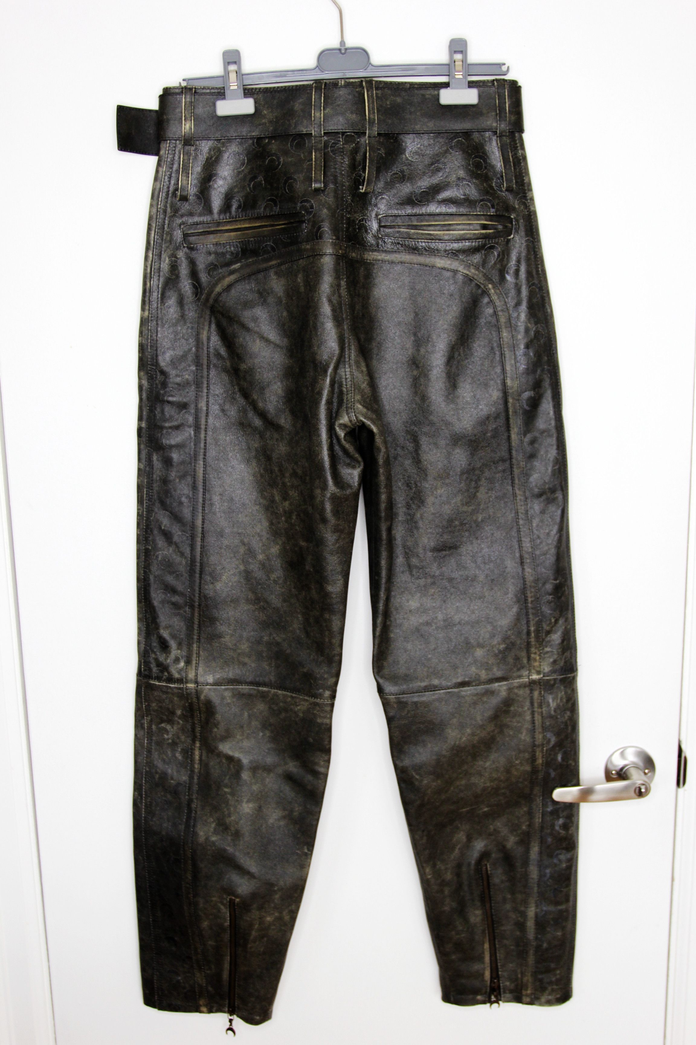 Marine Serre BNWT AW25 MARINE SERRE VINTAGE MOON LEATHER BELTED PANTS 46 Size US 30 / EU 46 - 3 Thumbnail