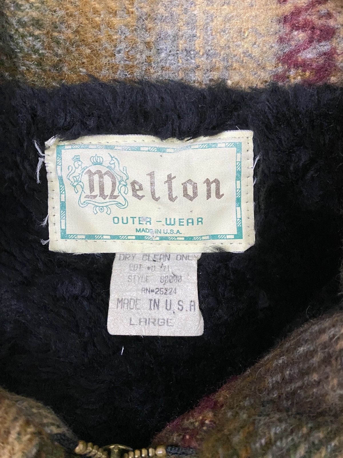 Vintage 50s Melton recycled wool blouson tartan jacket J5 Size US L / EU 52-54 / 3 - 2 Thumbnail