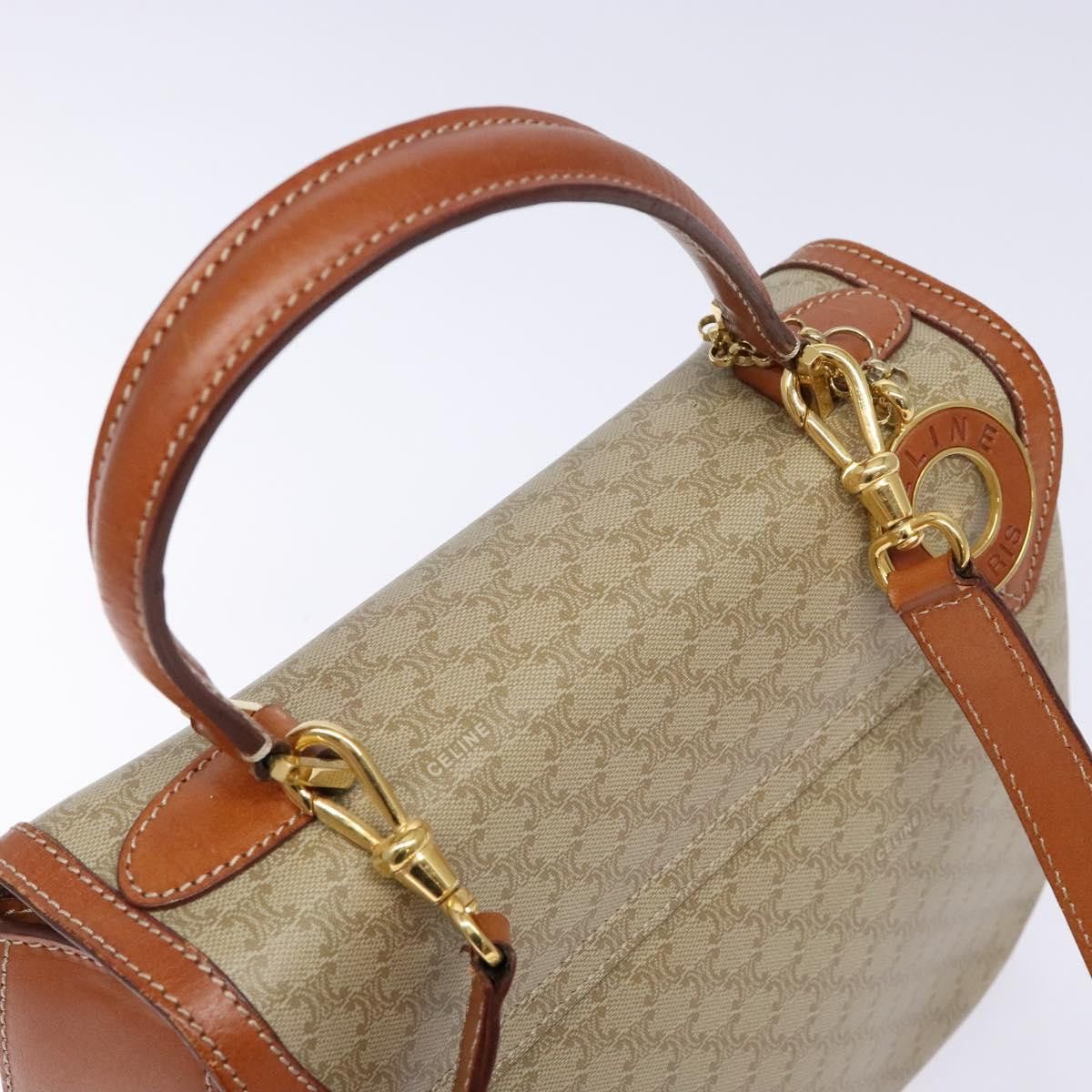 Celine CELINE Macadam Canvas Hand Bag Pvc Beige Gold Size ONE SIZE - 6 Thumbnail