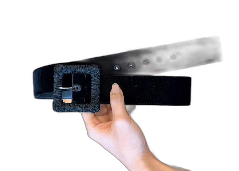 saint laurent black velvet belt