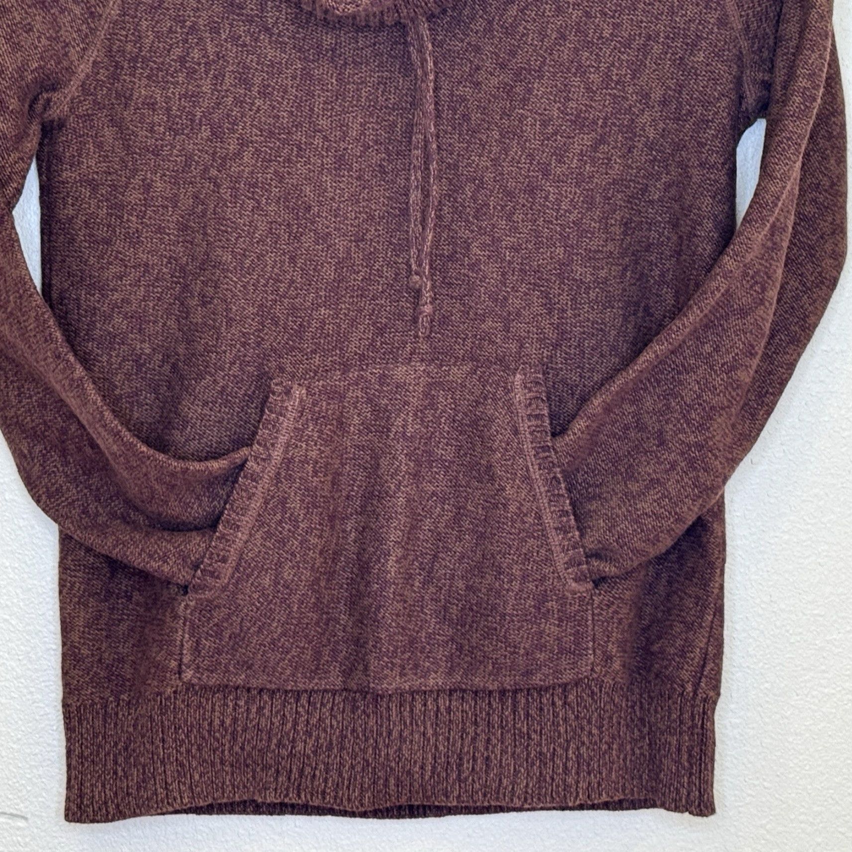 CO Lauren Jeans Co Ralph Lauren Cowl Neck Sweater Womens Size Large Brown Pocket Pullover Slim Knit 100% Cotton Size L / US 10 / IT 46 - 3 Thumbnail