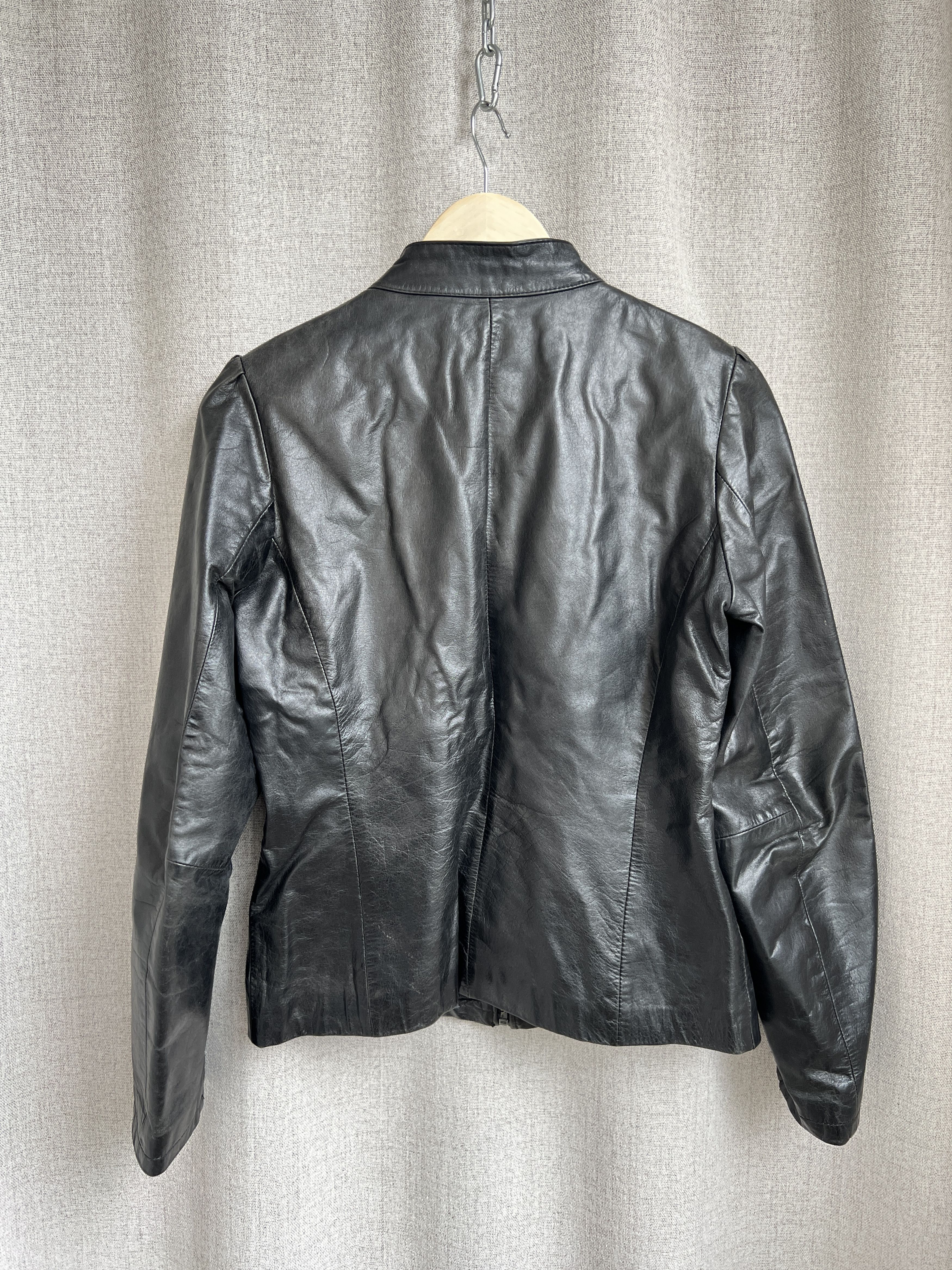 Vintage Vintage Y2K Avant Garde Black Leather Biker Jacket Size S / US 4 / IT 40 - 5 Thumbnail