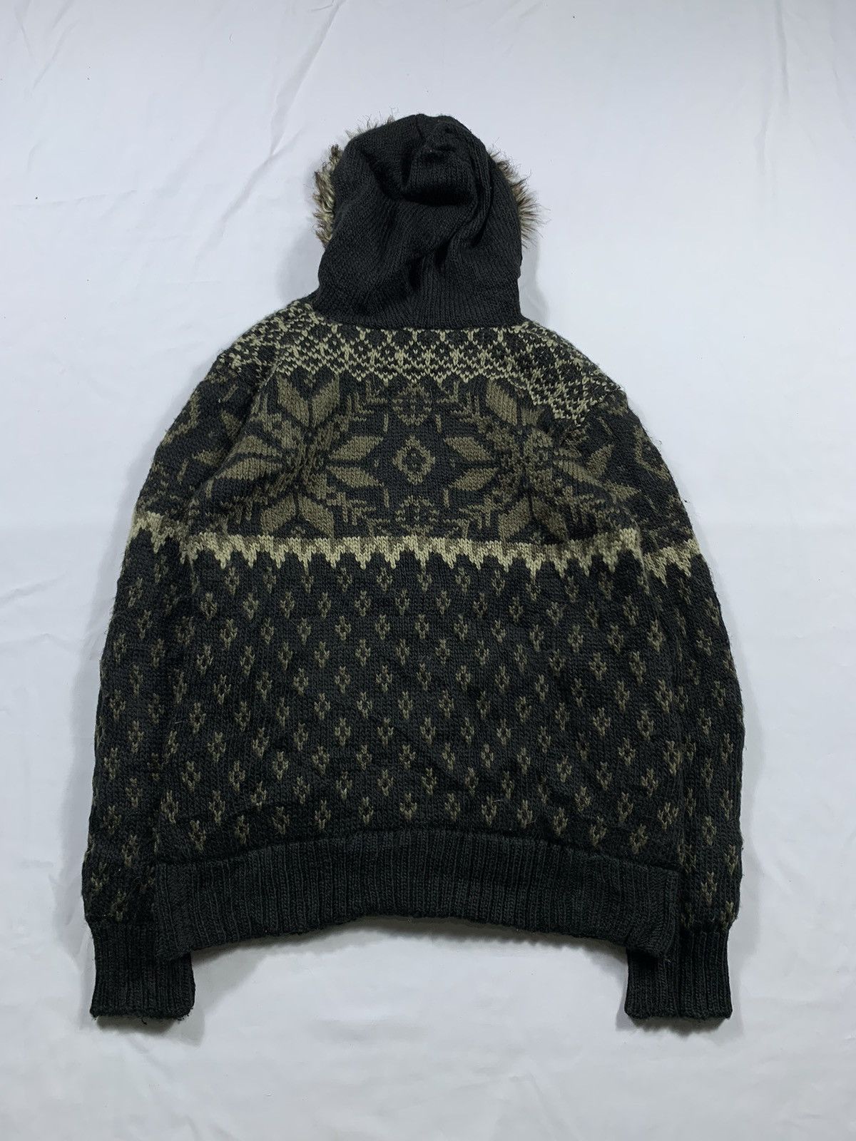 If Six Was Nine × Japanese Brand × Le Grande Bleu (L.G.B.) VILLAND JAPANESE NAVAJO KNIT FUR ZIP HOODIE Size US M / EU 48-50 / 2 - 3 Thumbnail