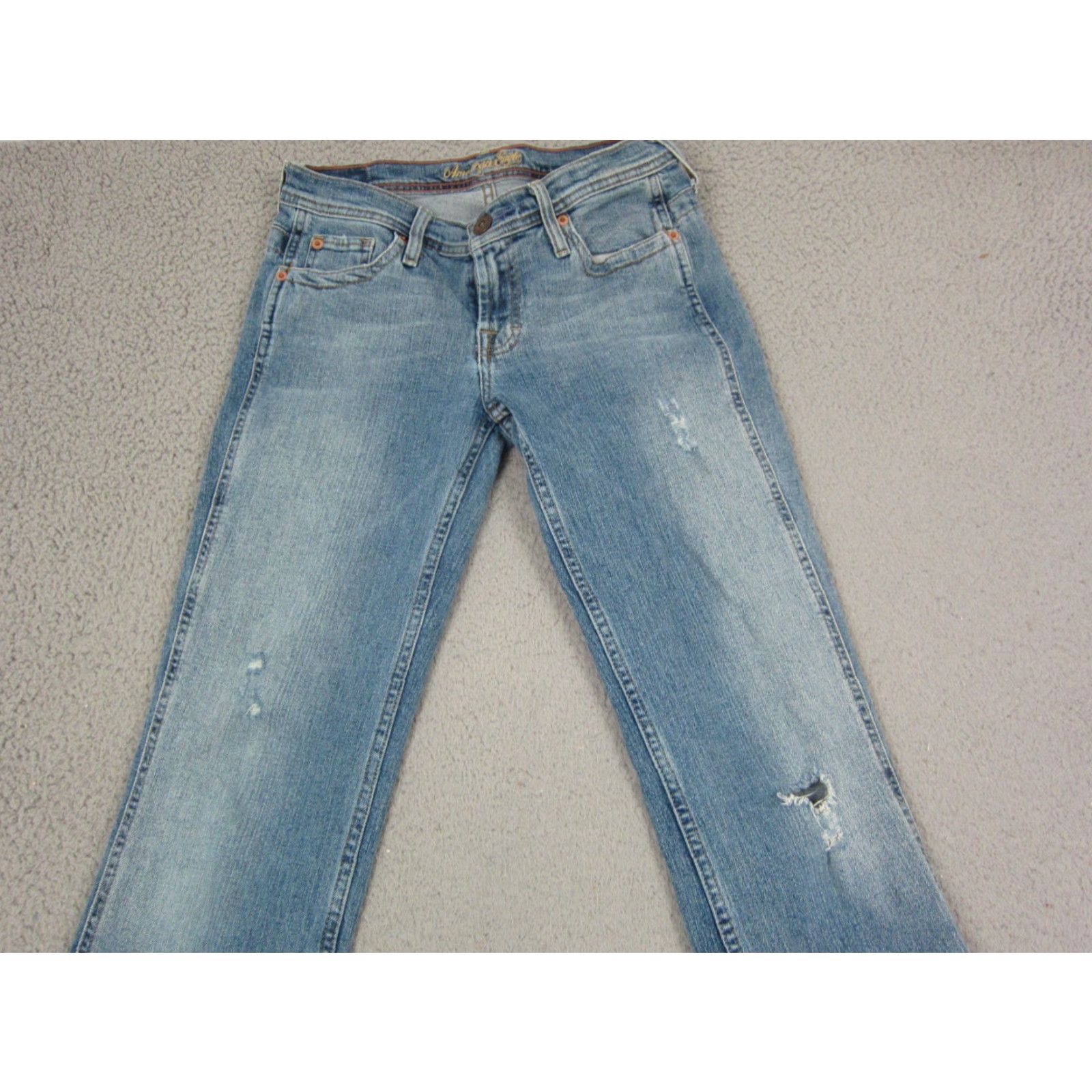 American Eagle Outfitters American Eagle Jeans Womens 4 Reg Blue Distressed Stretch Skinny Denim Distressed N/A Size 27" / US 4 / IT 40 - 2 Thumbnail