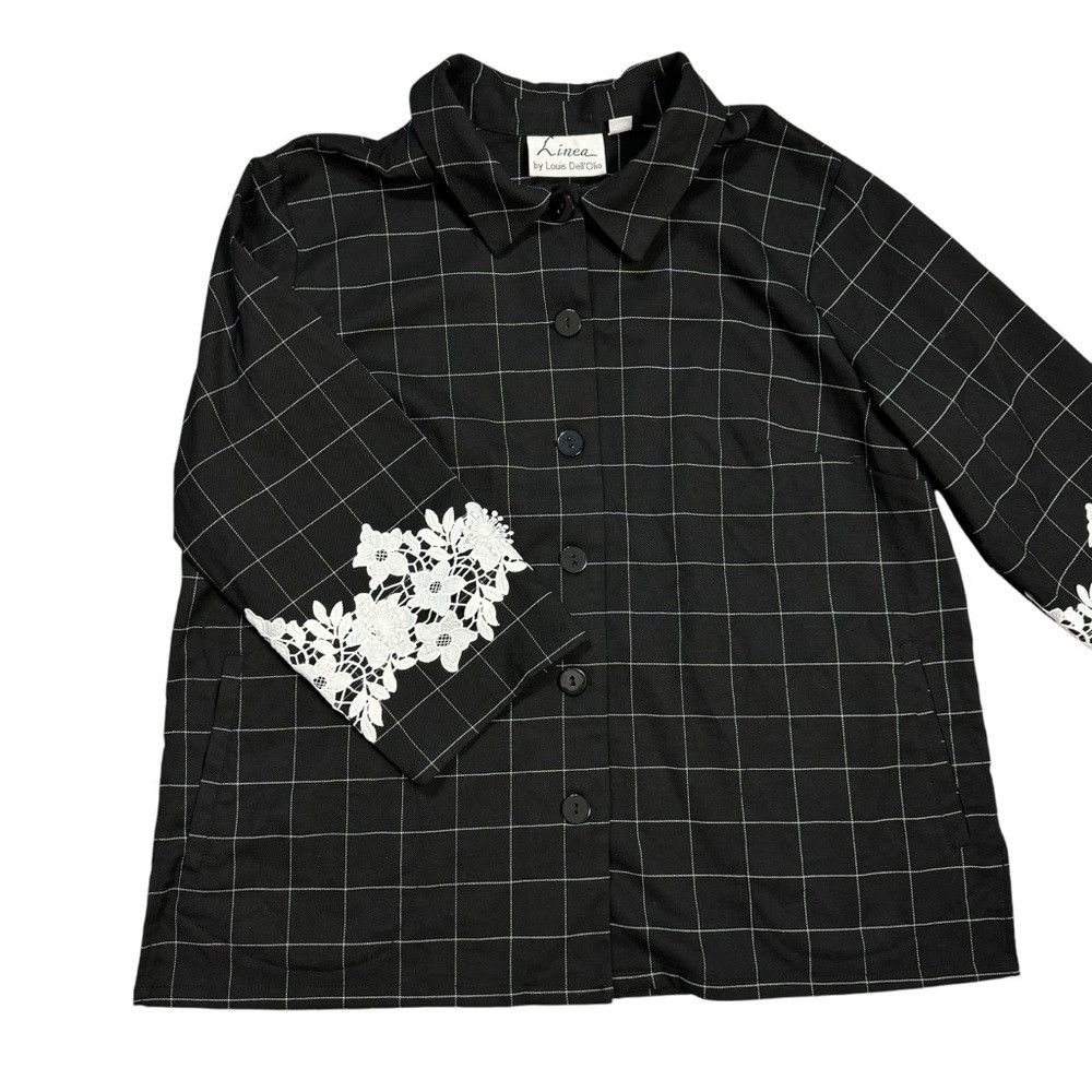 Linea Linea by Louis Dell'Olio Windowpane Jacket with Lace Appliq Size XL / US 12-14 / IT 48-50 - 6 Thumbnail