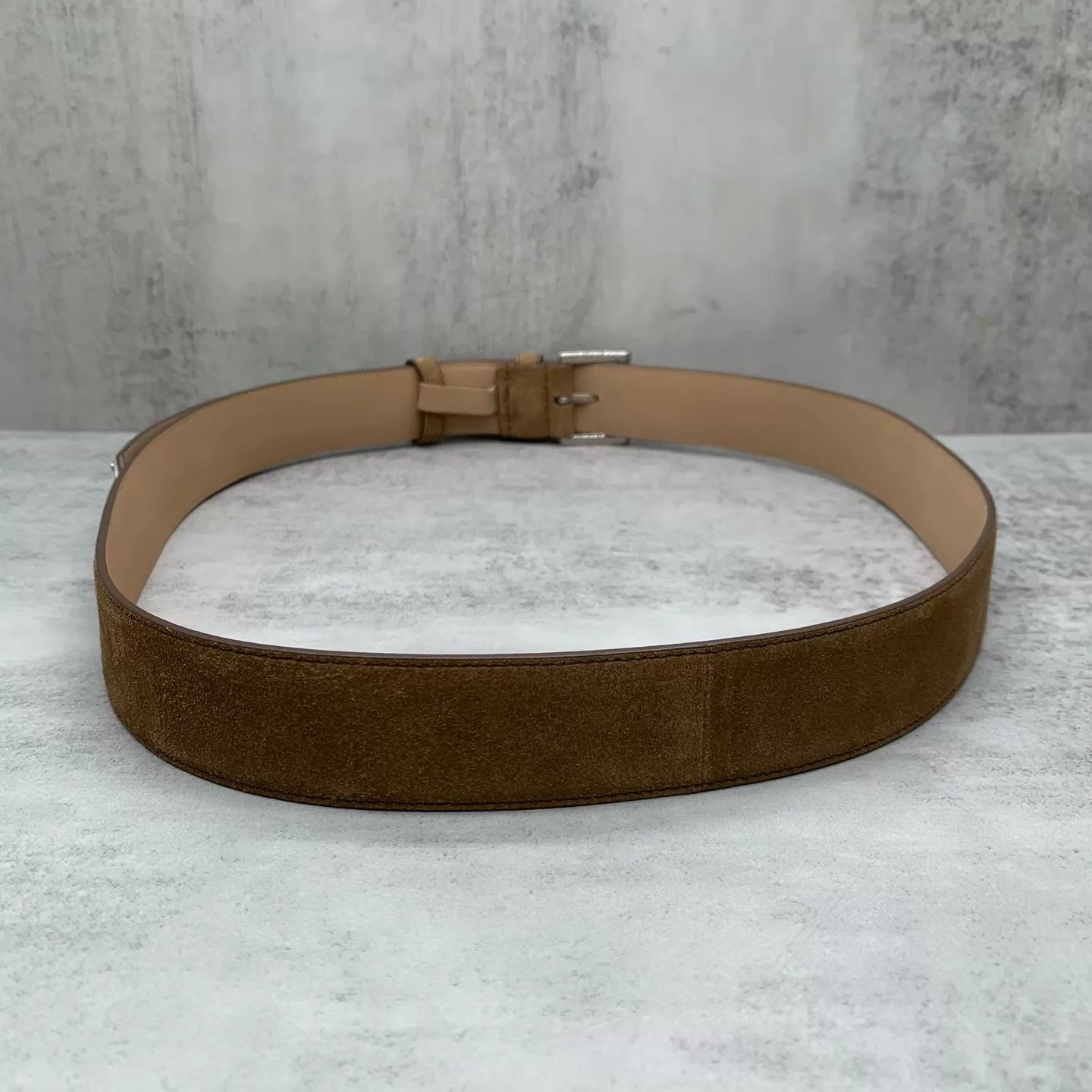 Prada Prada Brown Suede Tri Logo Belt 110 98 New Size ONE SIZE - 3 Thumbnail