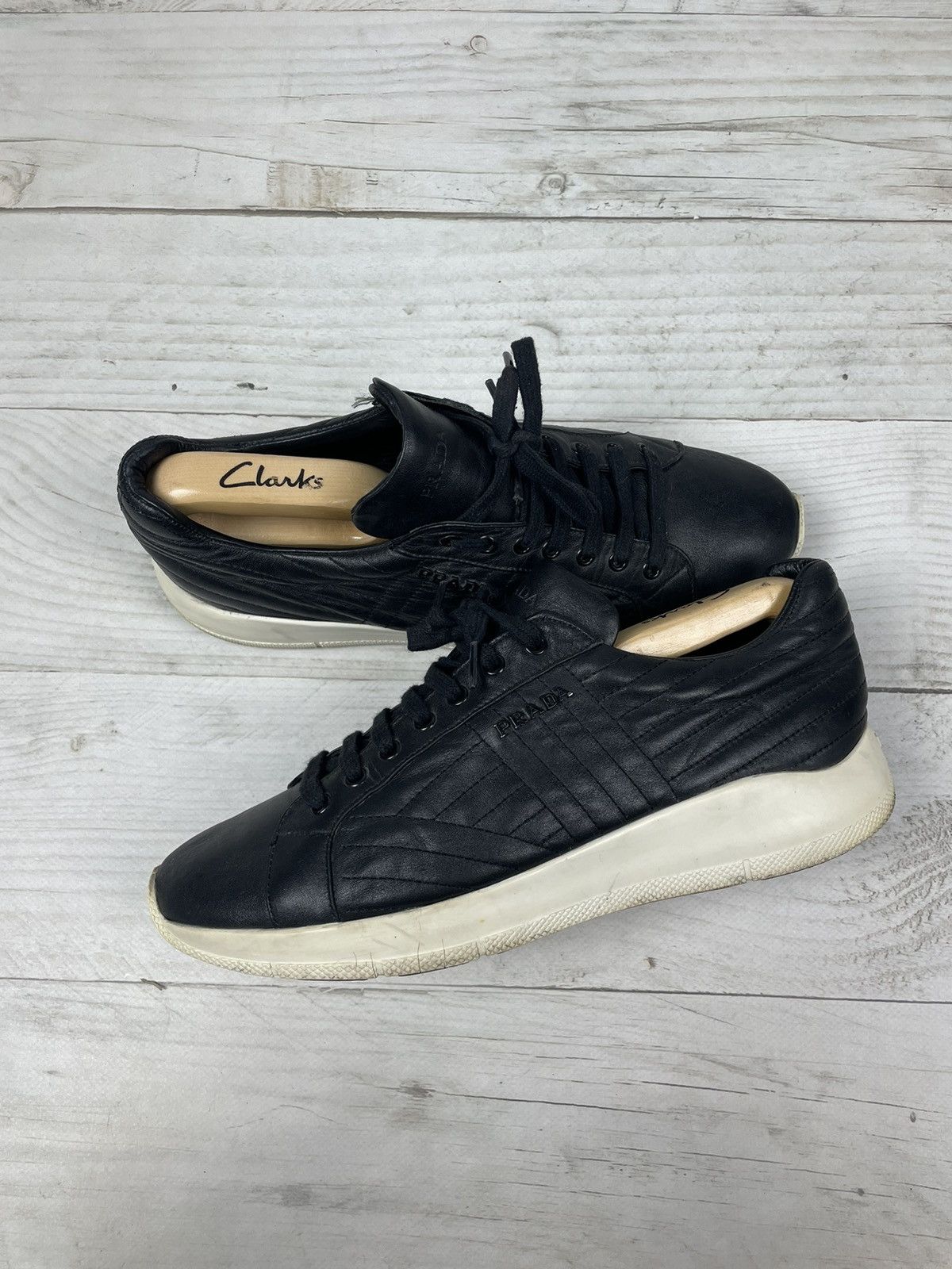 Prada Leather Sneakers Shoes Logo Luxury
