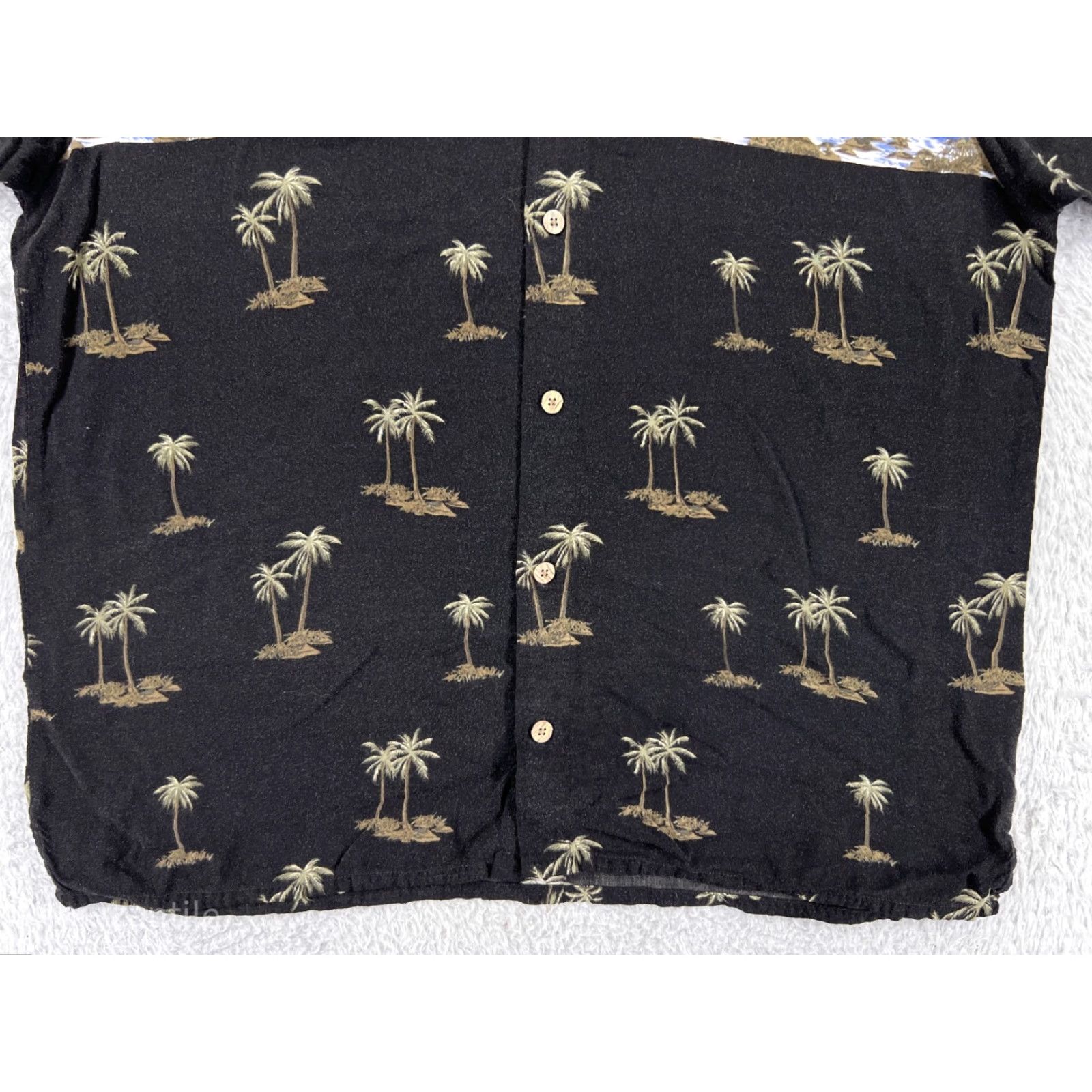 Vintage Knights Bridge Shirt Men Large Black Palm Tree All Over Print Button Up Hawaiian Size US L / EU 52-54 / 3 - 7 Thumbnail