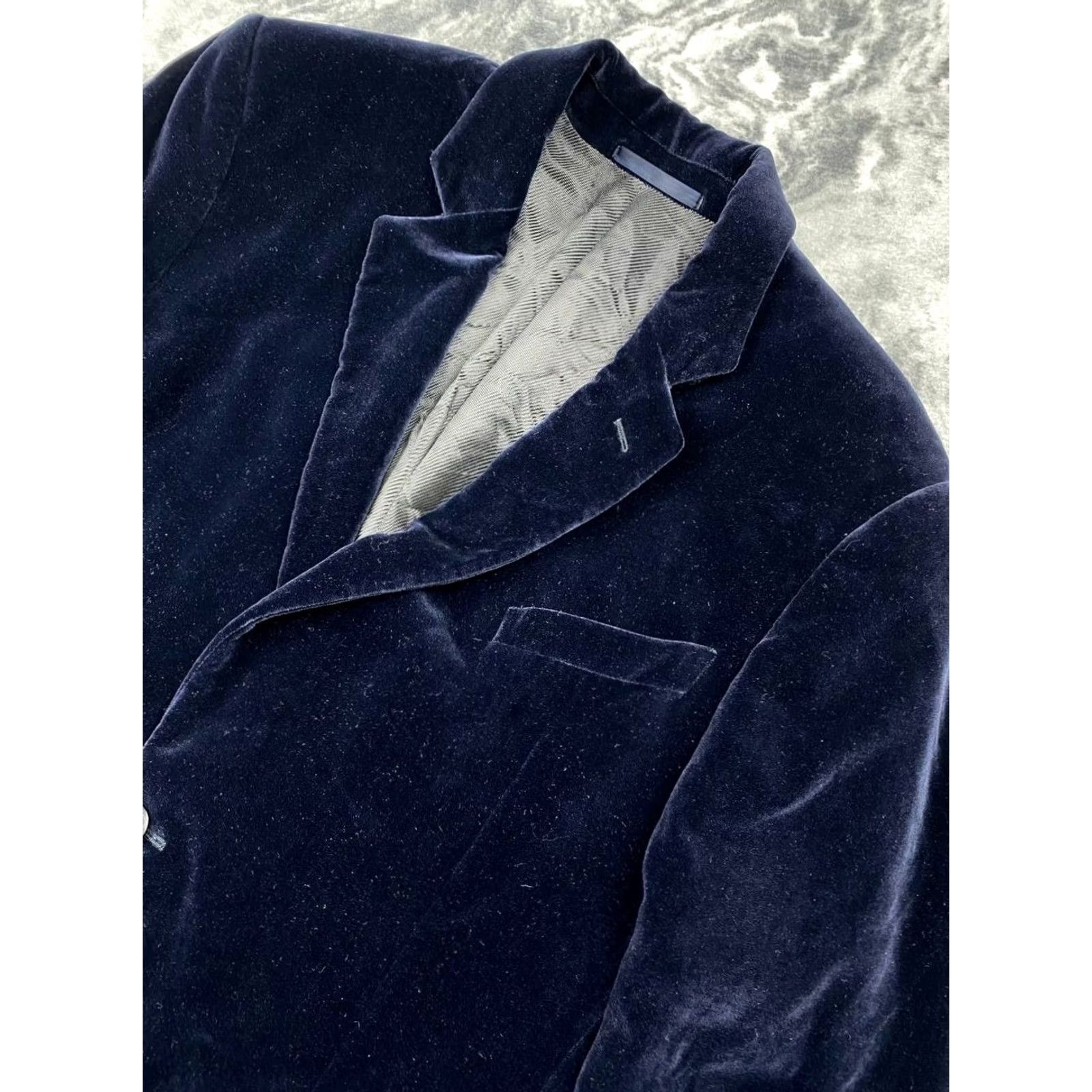 Armani Armani Collezioni Blazer Jacket Men 54R Blue Blue Vintage No Notch Lapel Single-Breasted Tuxedo Front Flat Front Size 54R - 2 Thumbnail