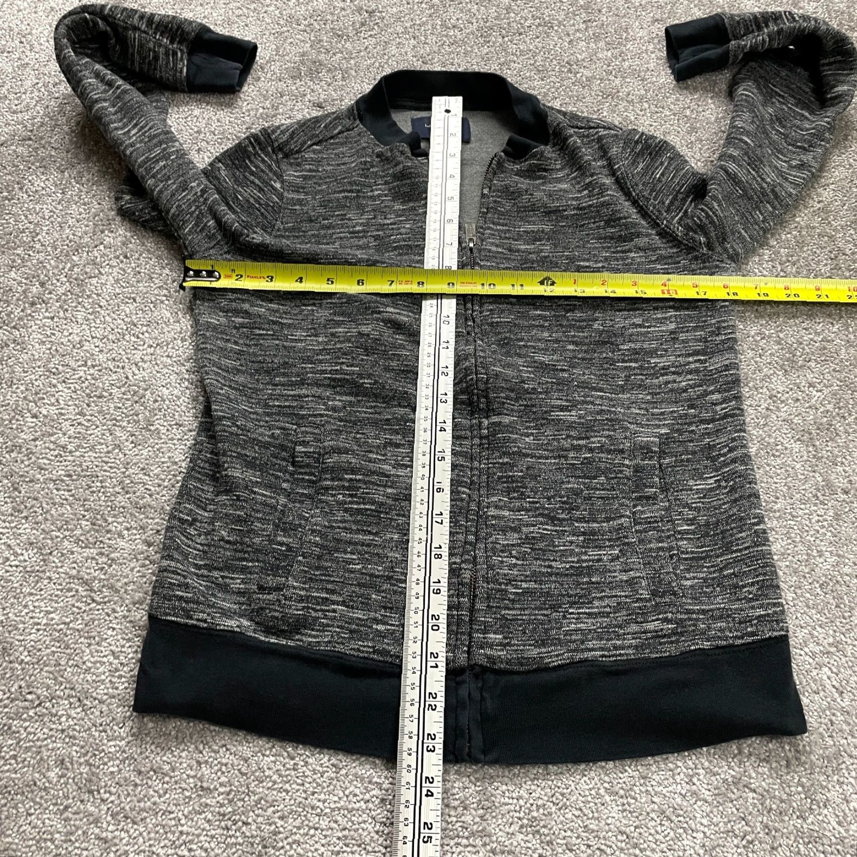 Lands' End Lands' End Bomber Jacket Womens XS Gray Black Full Zip Knit Pockets Casual Soft Size XS / US 0-2 / IT 36-38 - 7 Thumbnail
