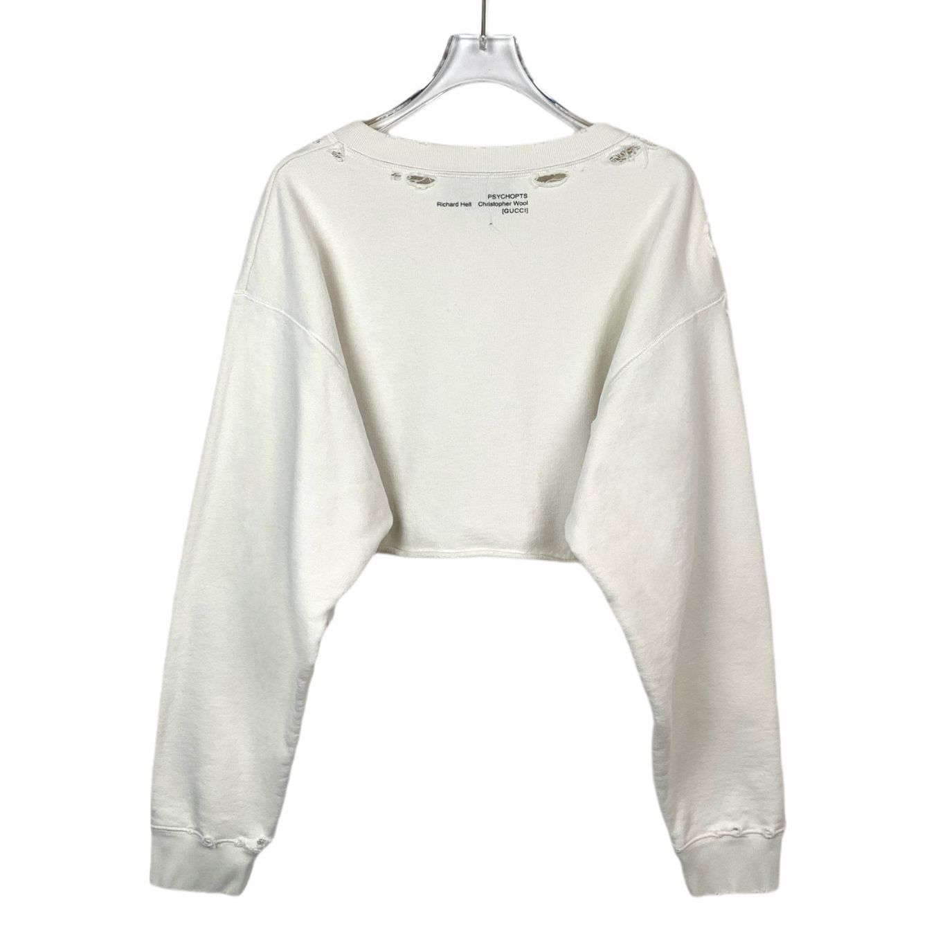 Gucci H9336 Gucci Distressed Cropped Sweatshirt With "Thank" Print Size S / US 4 / IT 40 - 2 Thumbnail