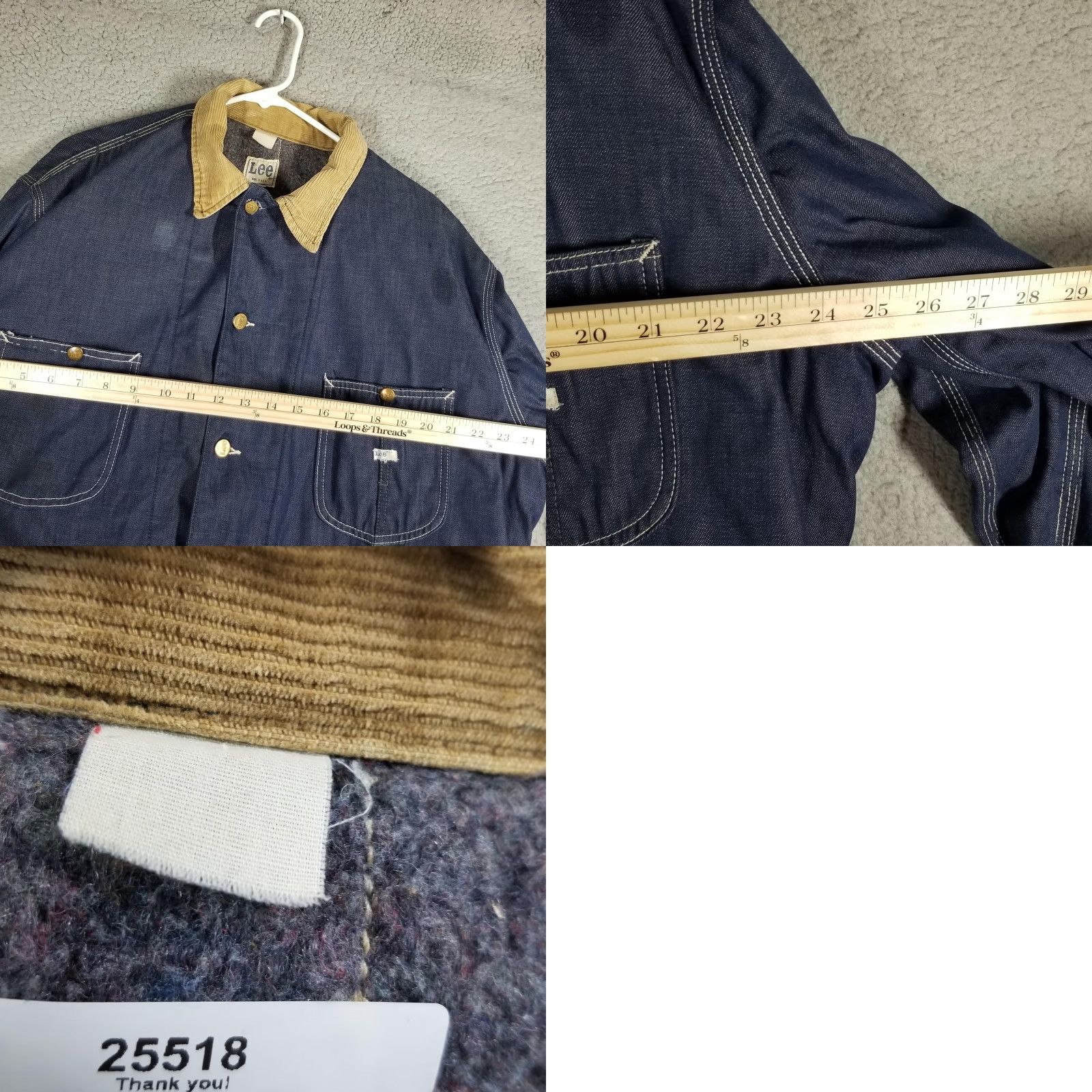 Lee VINTAGE Lee Jacket Mens XL Blue Denim Blanket Lined Chore Coat USA Sanforized Jacket/Coat Size US XL / EU 56 / 4 - 8 Thumbnail