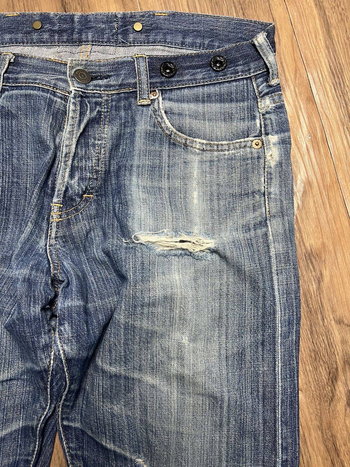 Beams Japan BEAMS BOY Japan Vintage Style Buckle Back Denim Jeans (45) Size 31" - 4 Thumbnail