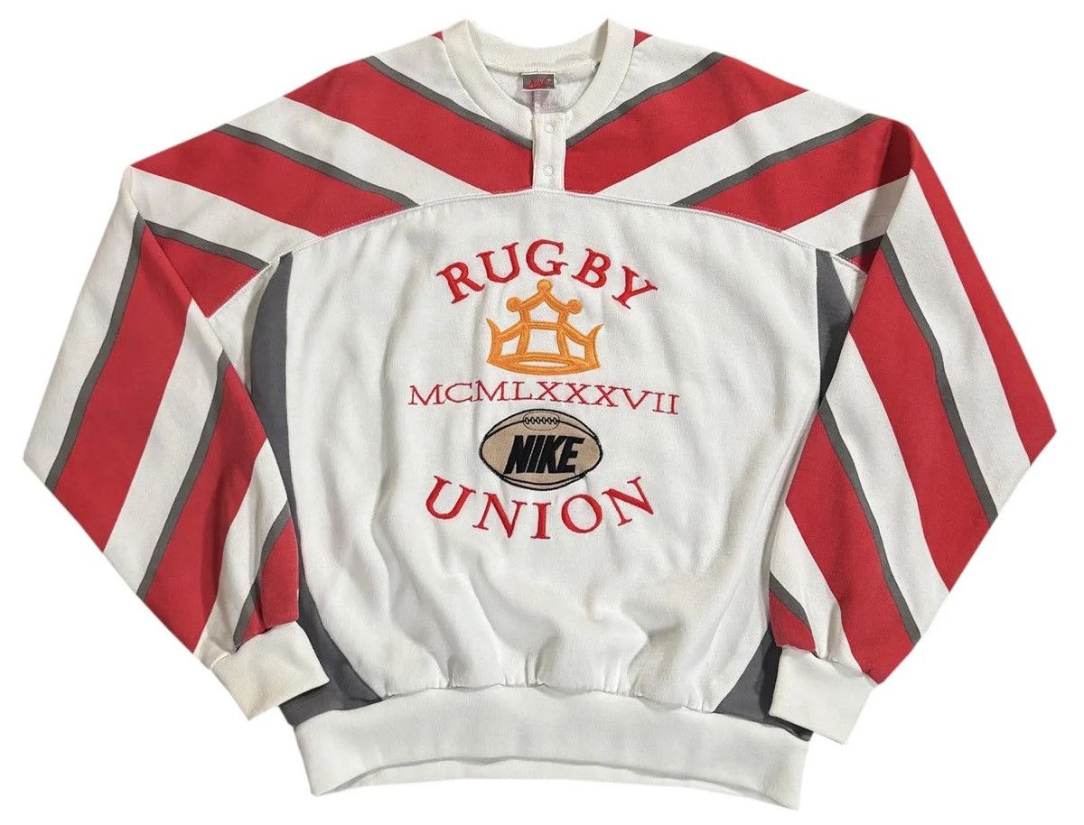 Nike Vintage Nike Rugby Union Striped Sweatshirt (Size XL) Size US XL / EU 56 / 4 - 1 Thumbnail