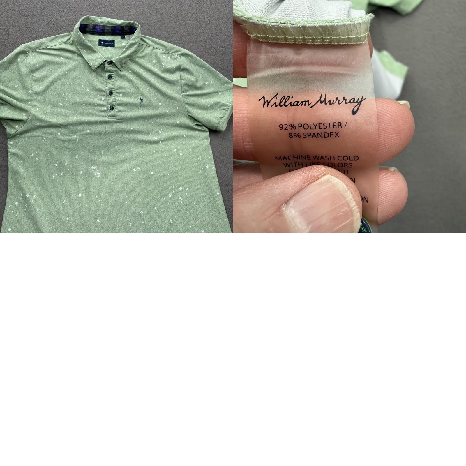Vintage VINTAGE William Murray Polo Shirt Mens XL Green Floral Golf Performance Stretch Size US XL / EU 56 / 4 - 8 Thumbnail