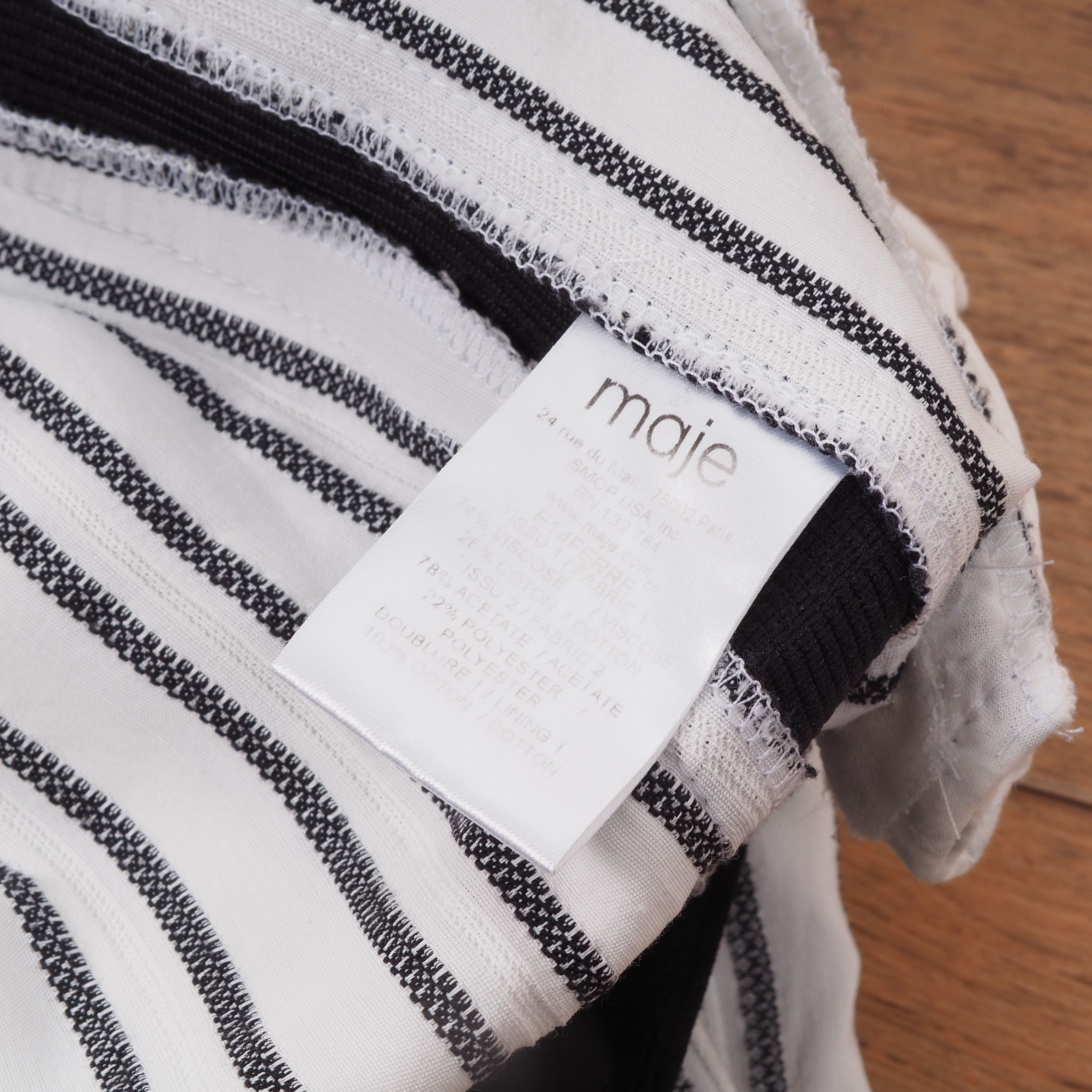 Maje Maje Paris Women Ferre Striped Straight Leg Woven Pants Size 27" / US 4 / IT 40 - 6 Thumbnail