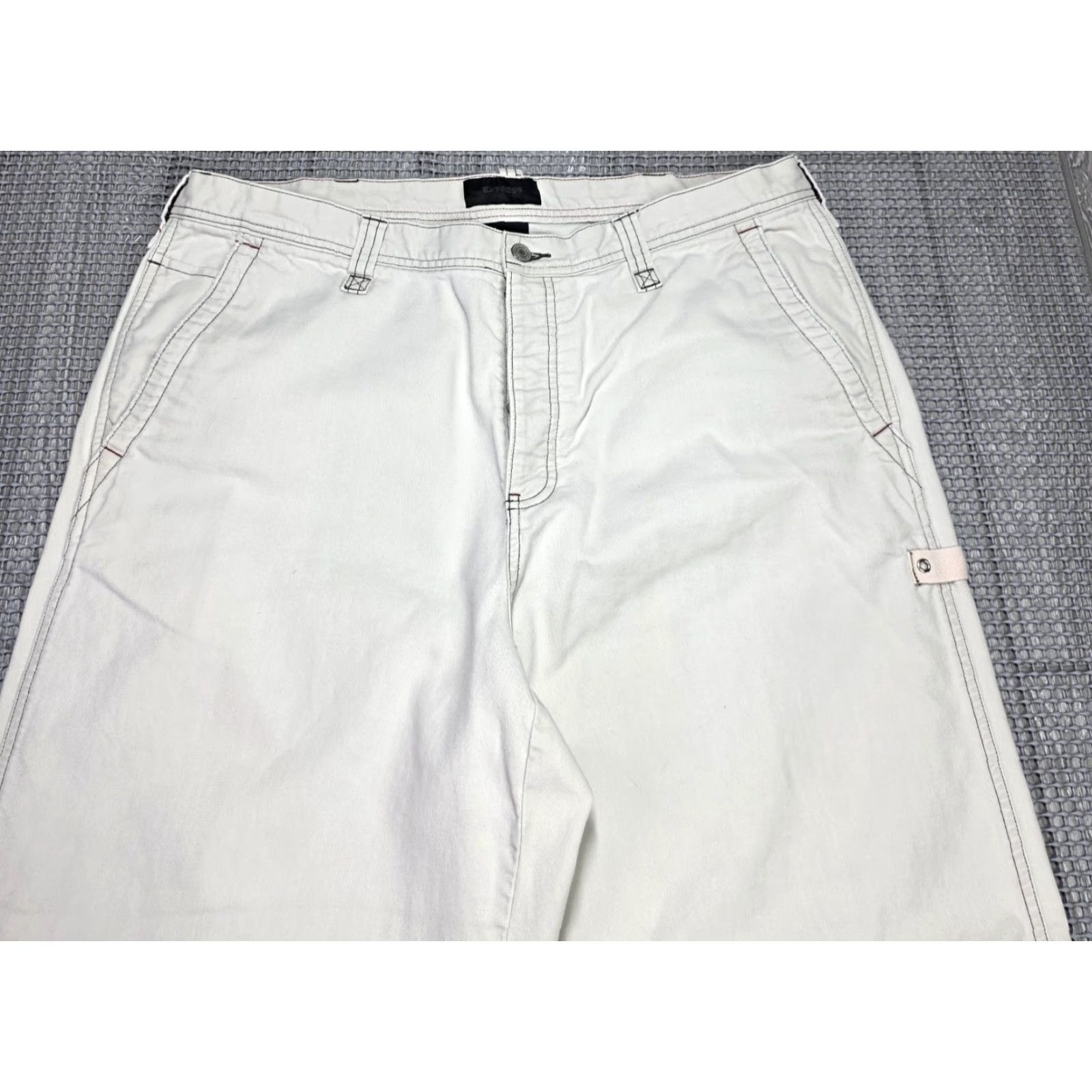 Express VINTAGE Express 38x30 Tan Canvas Cargo Pants Wide-Leg 90s Mens JNCO Express Baggy Carpentry style Cargo Pocket Cotton 38 in Inseam 30 in Size US 38 / EU 54 - 5 Thumbnail