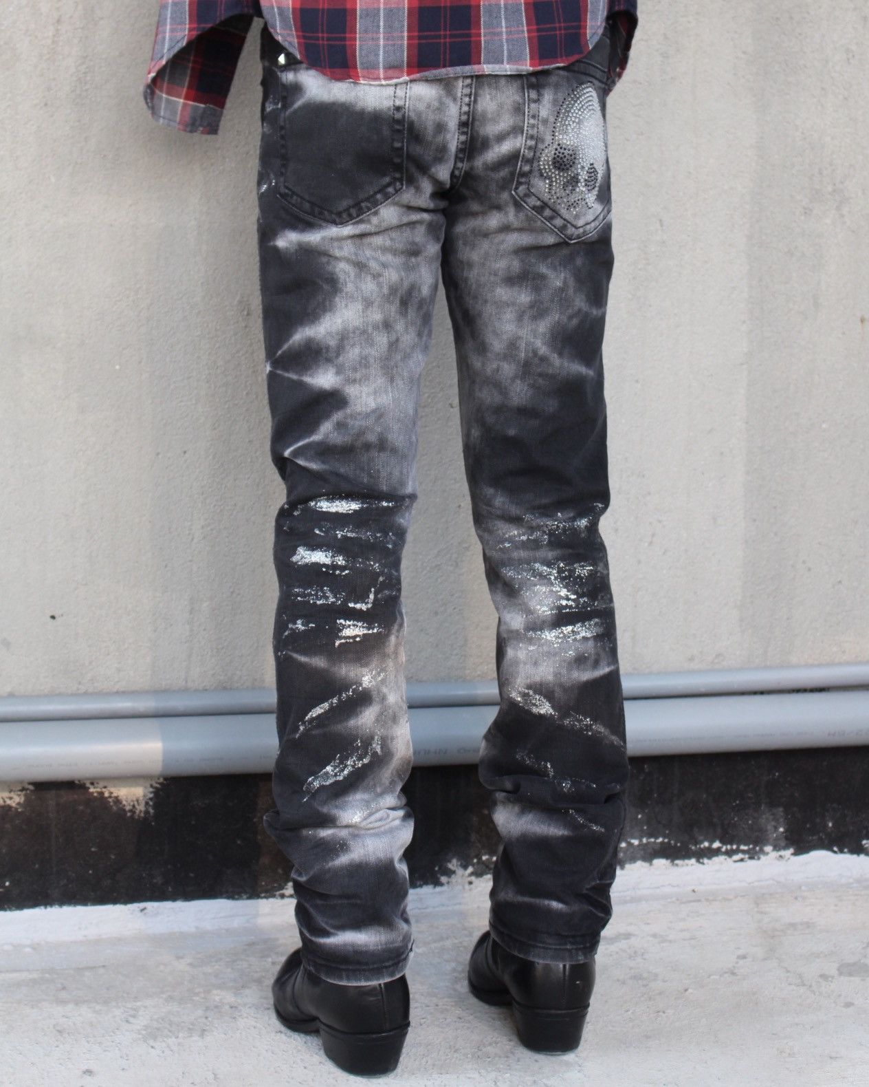 If Six Was Nine 2000S THE BLACK GENE SKULL JEANS Size US 30 / EU 46 - 4 Thumbnail