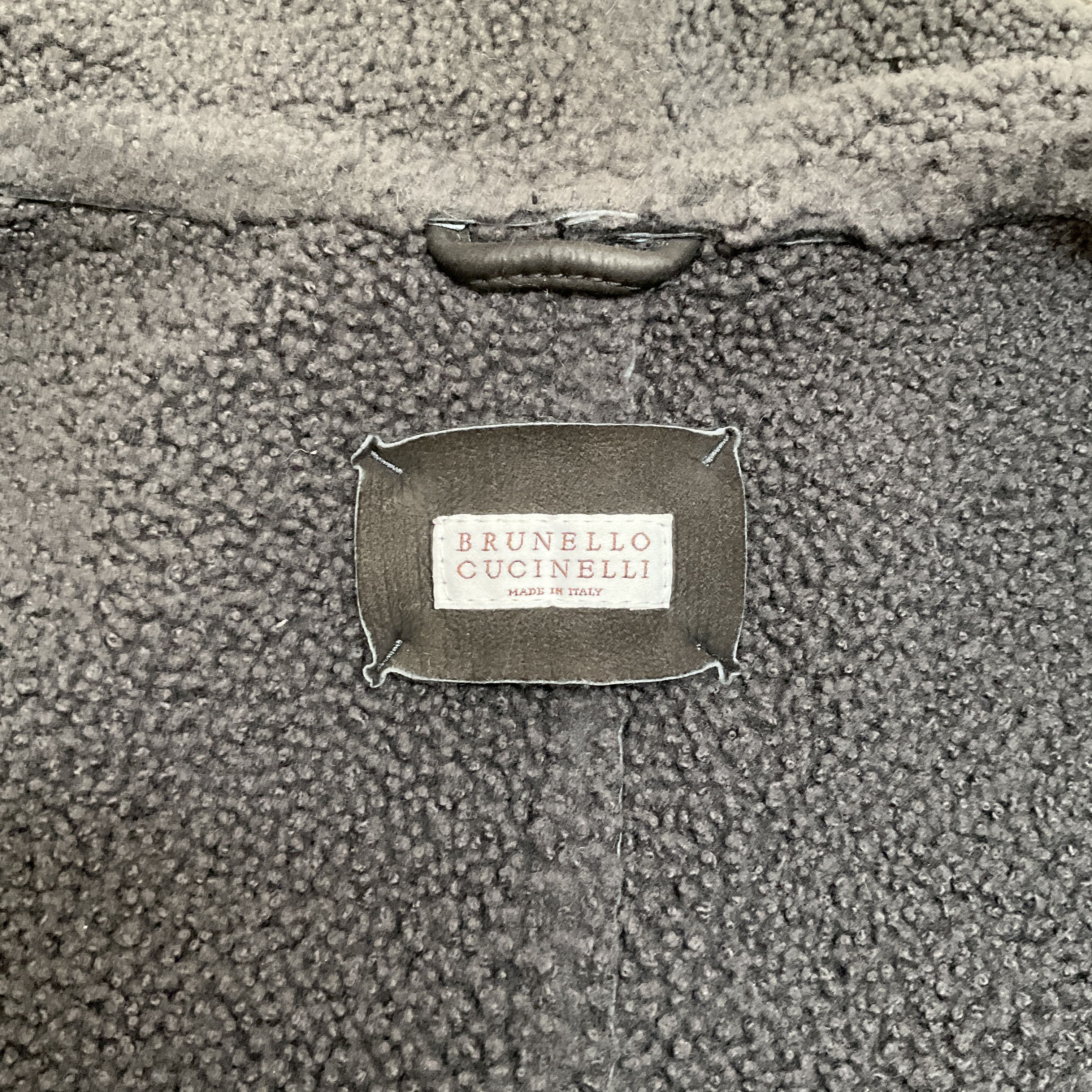 Brunello Cucinelli Brunello Cucinelli Men's Grey Shearling Jacket with Cashmere Size US M / EU 48-50 / 2 - 4 Thumbnail