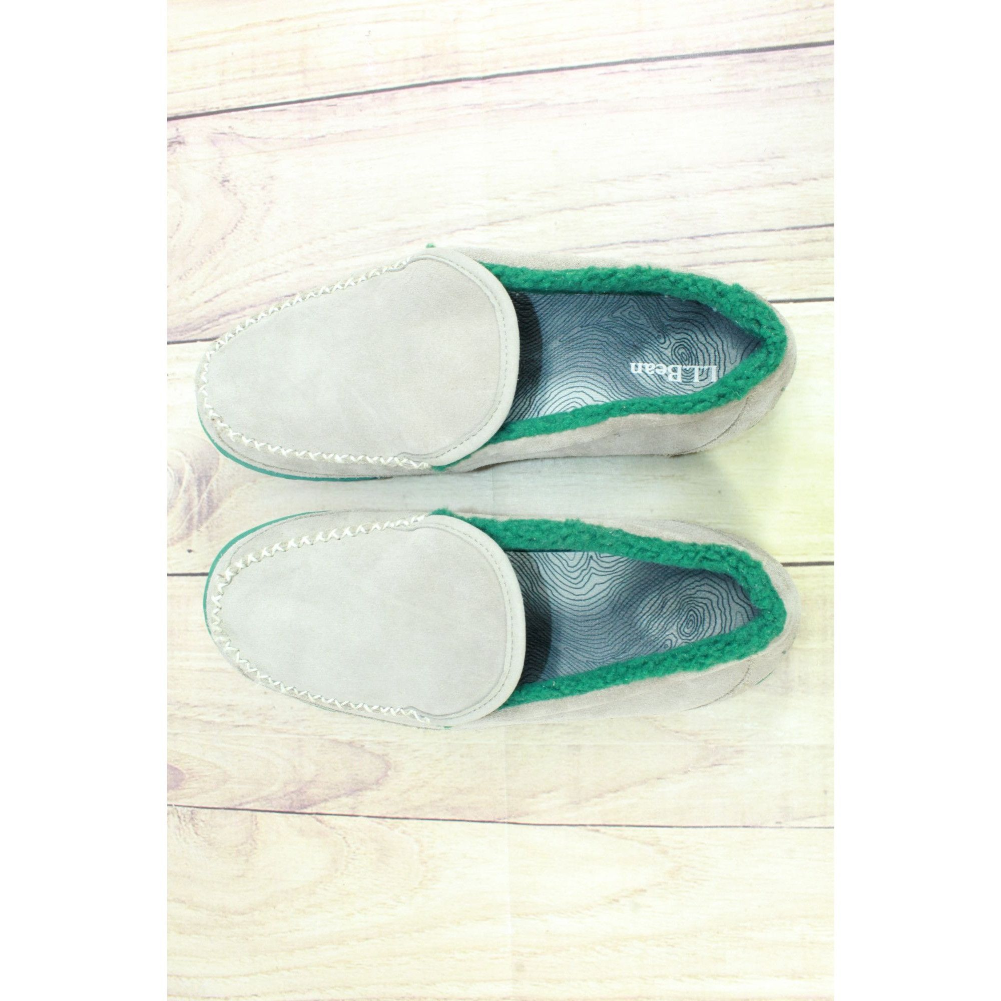 L.L. Bean LL Bean Gray Suede Fleece Lined Moc Slippers Size US 9 / EU 42 - 7 Thumbnail