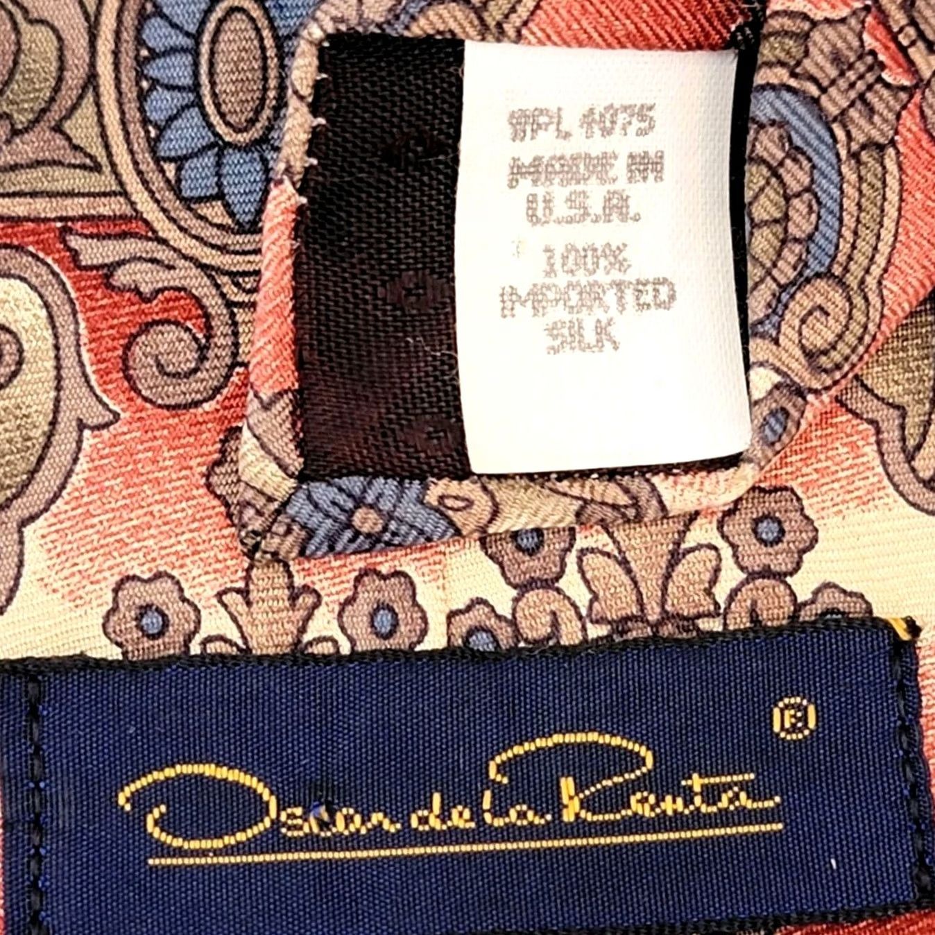 Oscar De La Renta Vtg Oscar de la Renta Silk Tie Geometric Designer USA Old World Necktie Silky Size ONE SIZE - 5 Thumbnail
