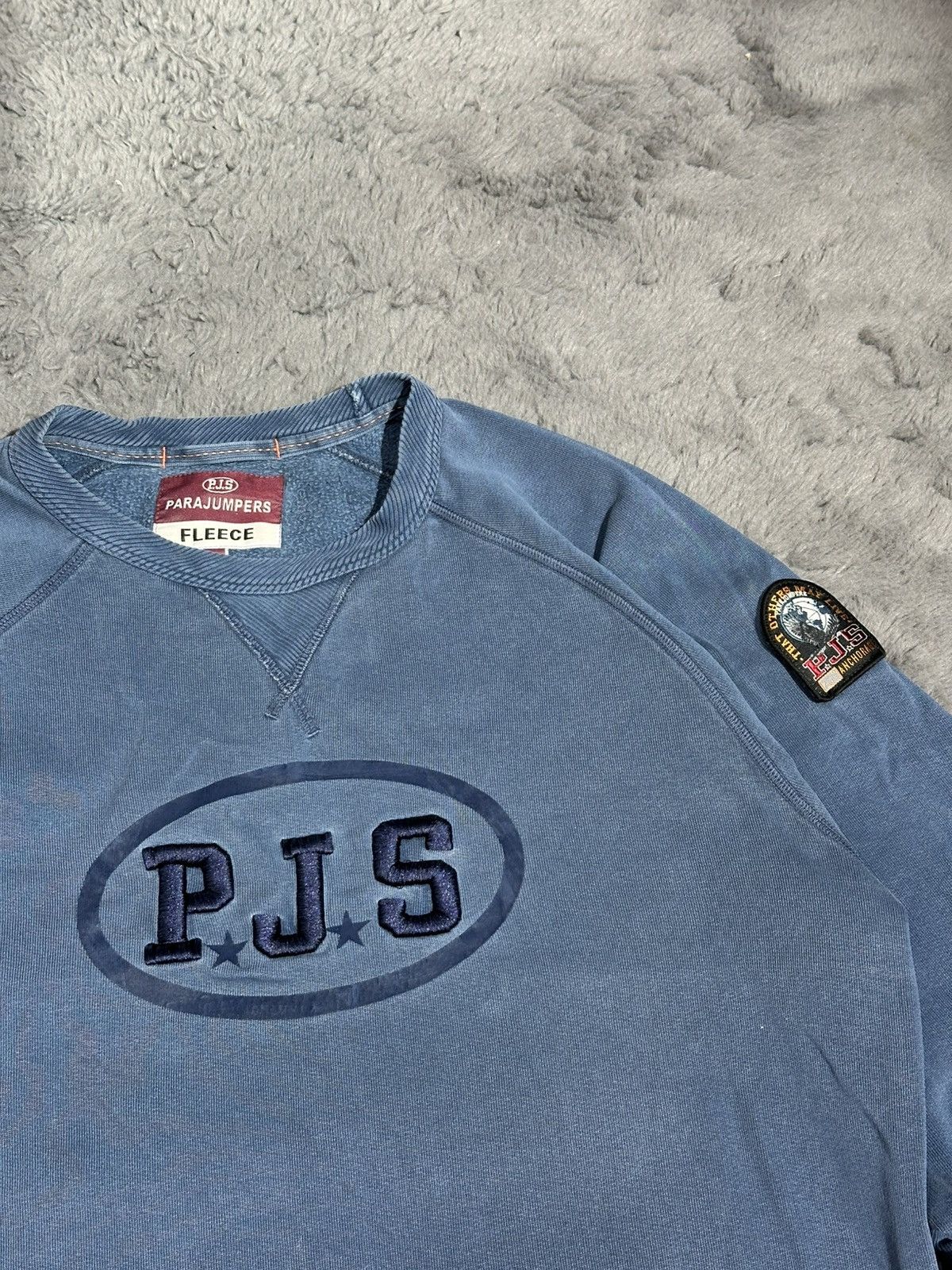 Parajumpers Vintage Parajumpers "P.J.S." Garment-Dyed Fleece Sweatshirt Size US L / EU 52-54 / 3 - 3 Thumbnail