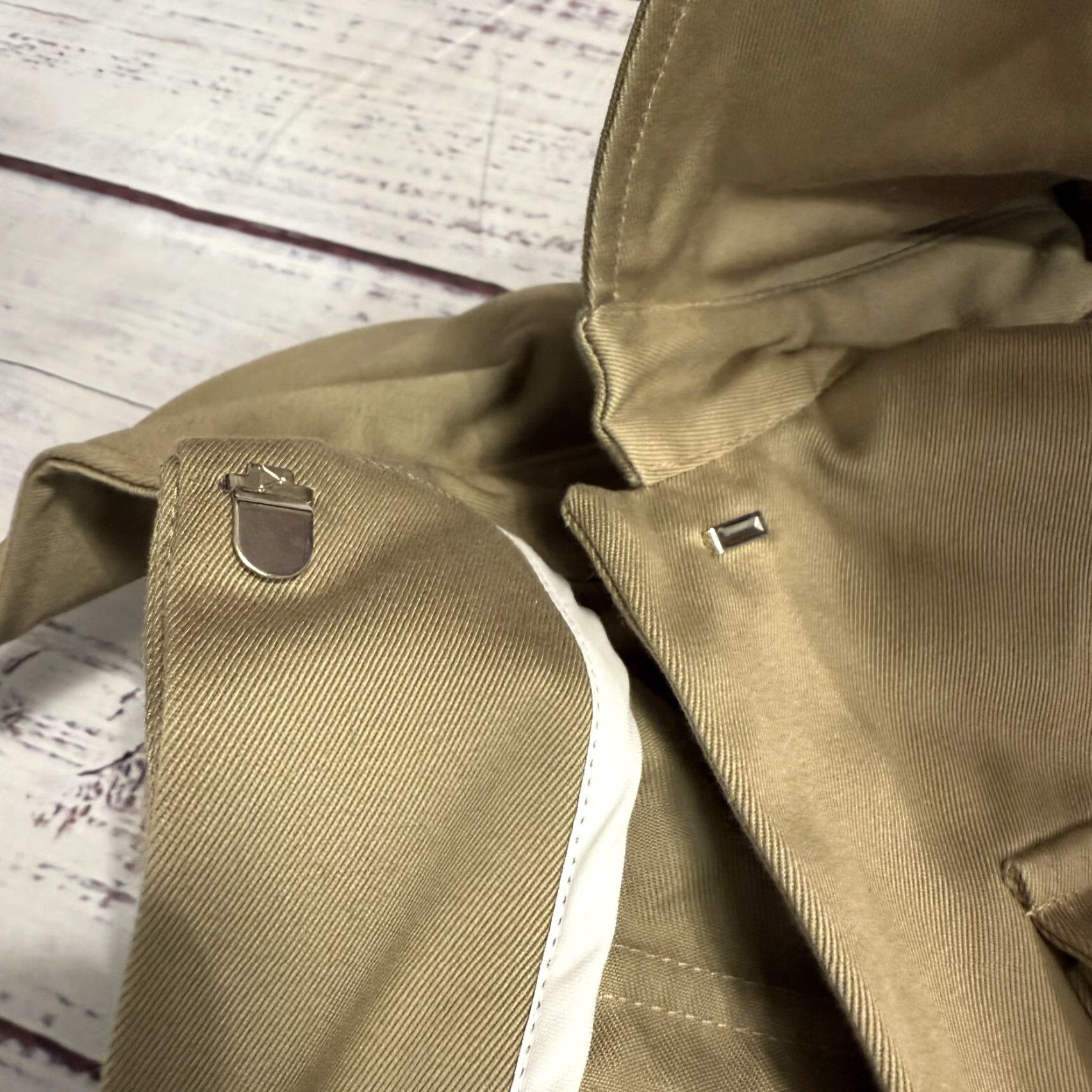Vintage Pereira Fitzgerald Khaki Utility Jacket Coat Open Front Cotton Womens L Size L / US 10 / IT 46 - 6 Thumbnail