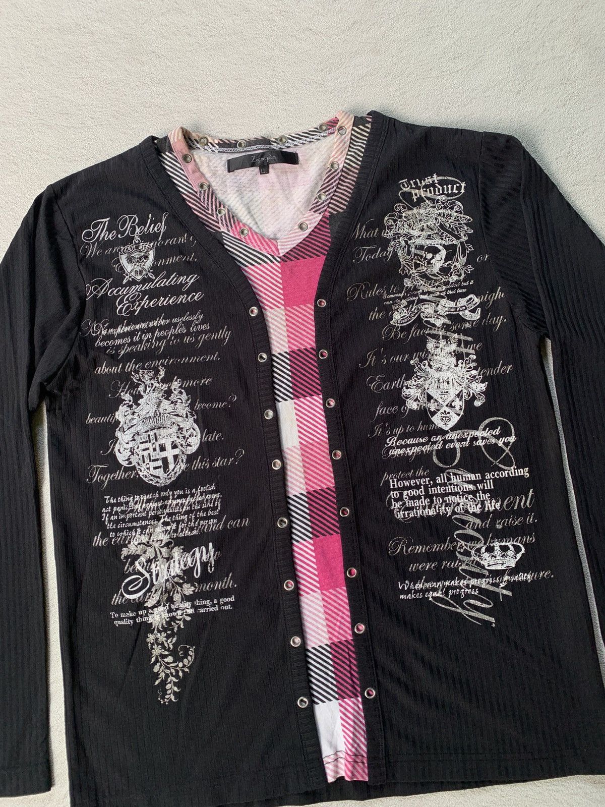 Japanese Brand 2000s zigue plus poem longsleeve Size US L / EU 52-54 / 3 - 2 Thumbnail